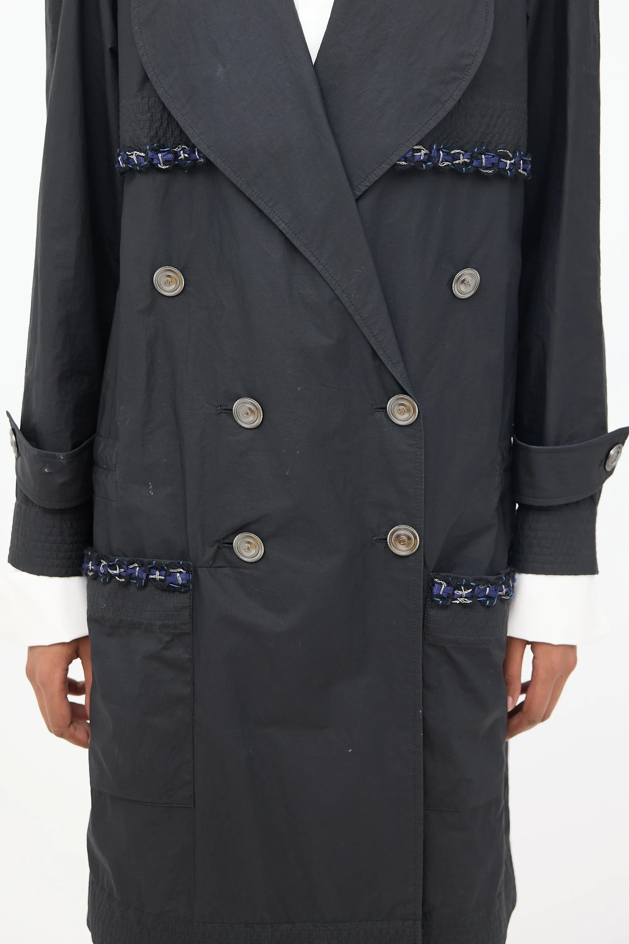 2014 Black Double Breasted Trench Coat