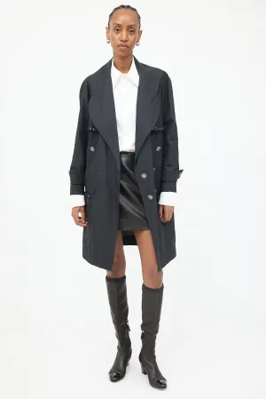 2014 Black Double Breasted Trench Coat