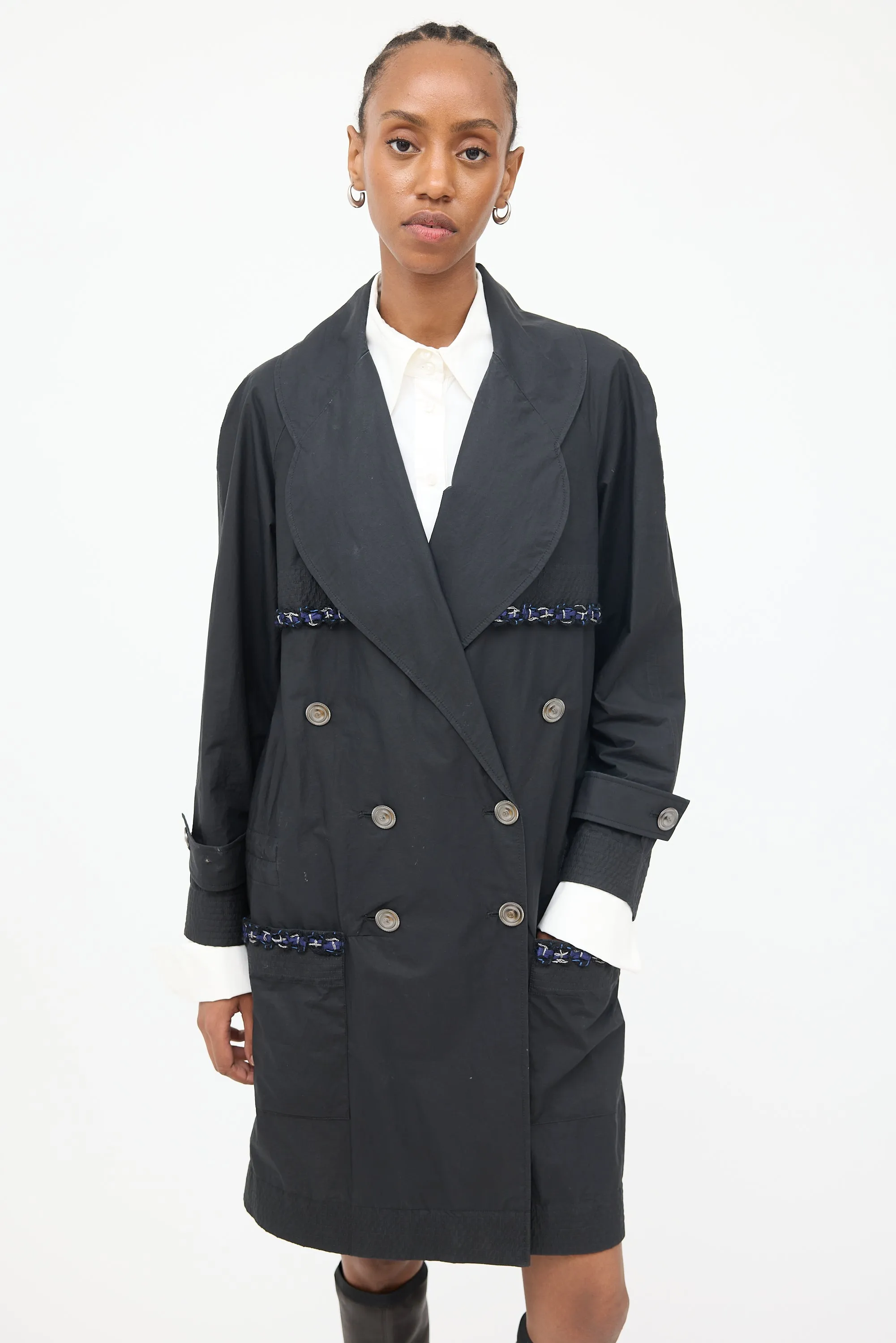 2014 Black Double Breasted Trench Coat