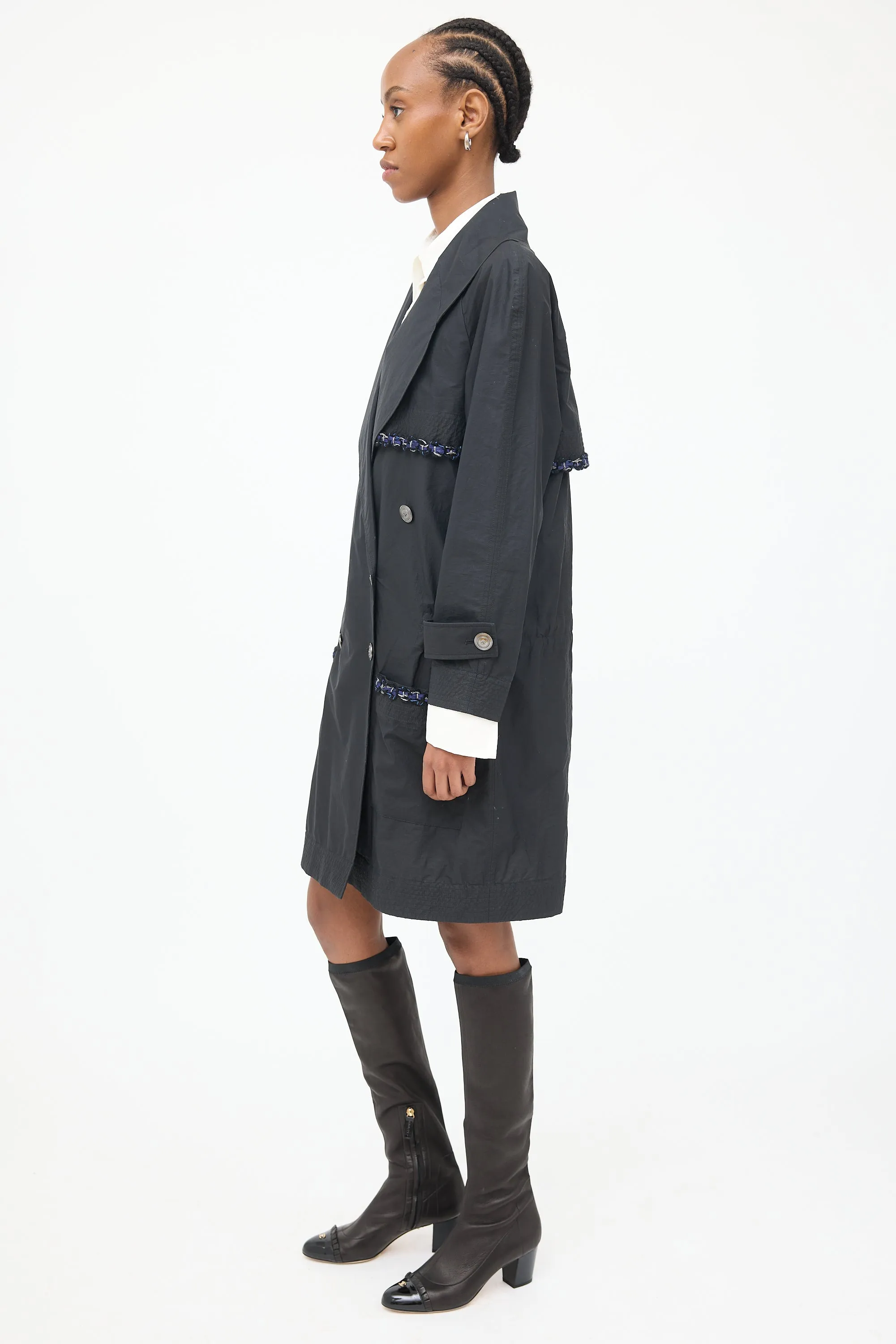 2014 Black Double Breasted Trench Coat