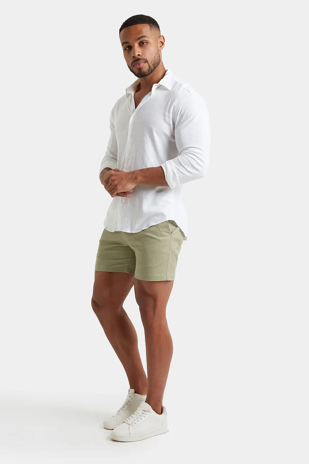 Athletic Fit Chino Shorts 5" in Sage