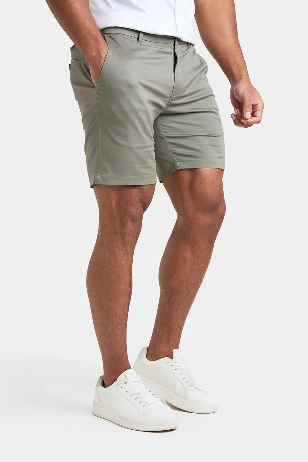 Athletic Fit Chino Shorts 7''  in Sage