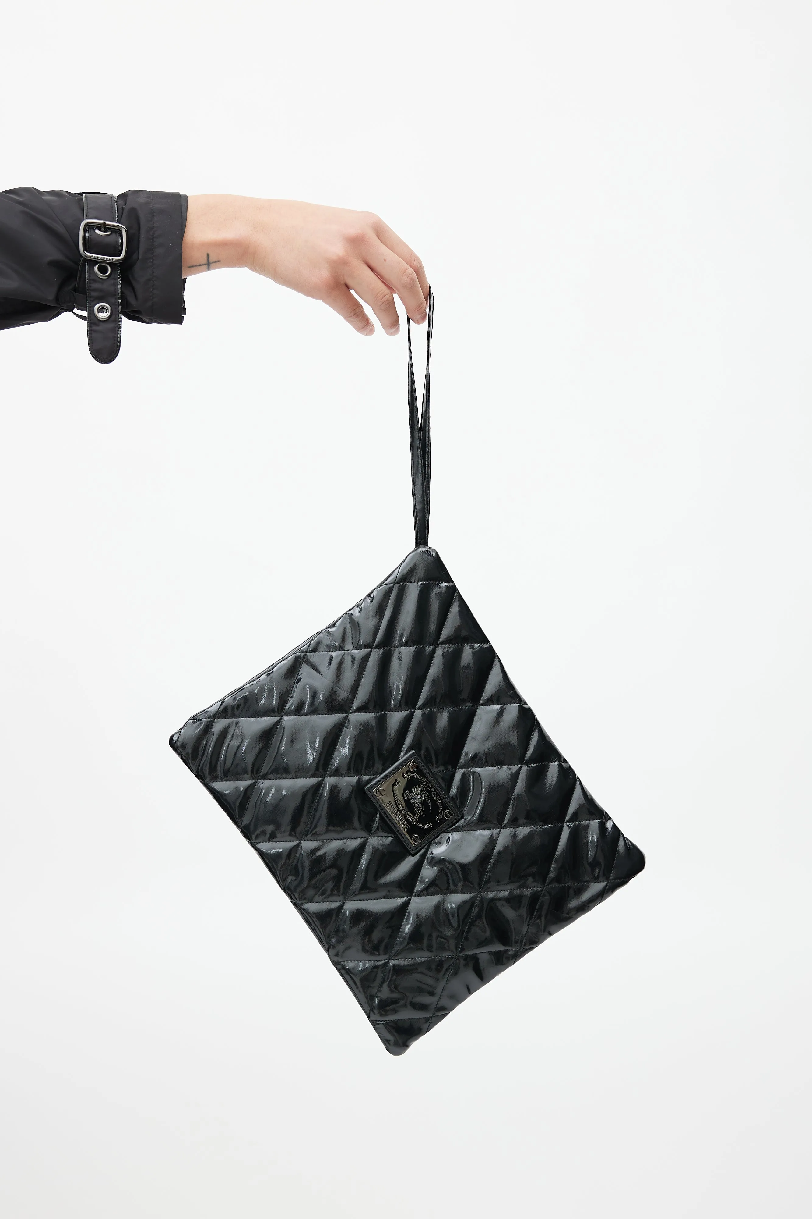 Black Double Breasted Packable Belted Trench Coat