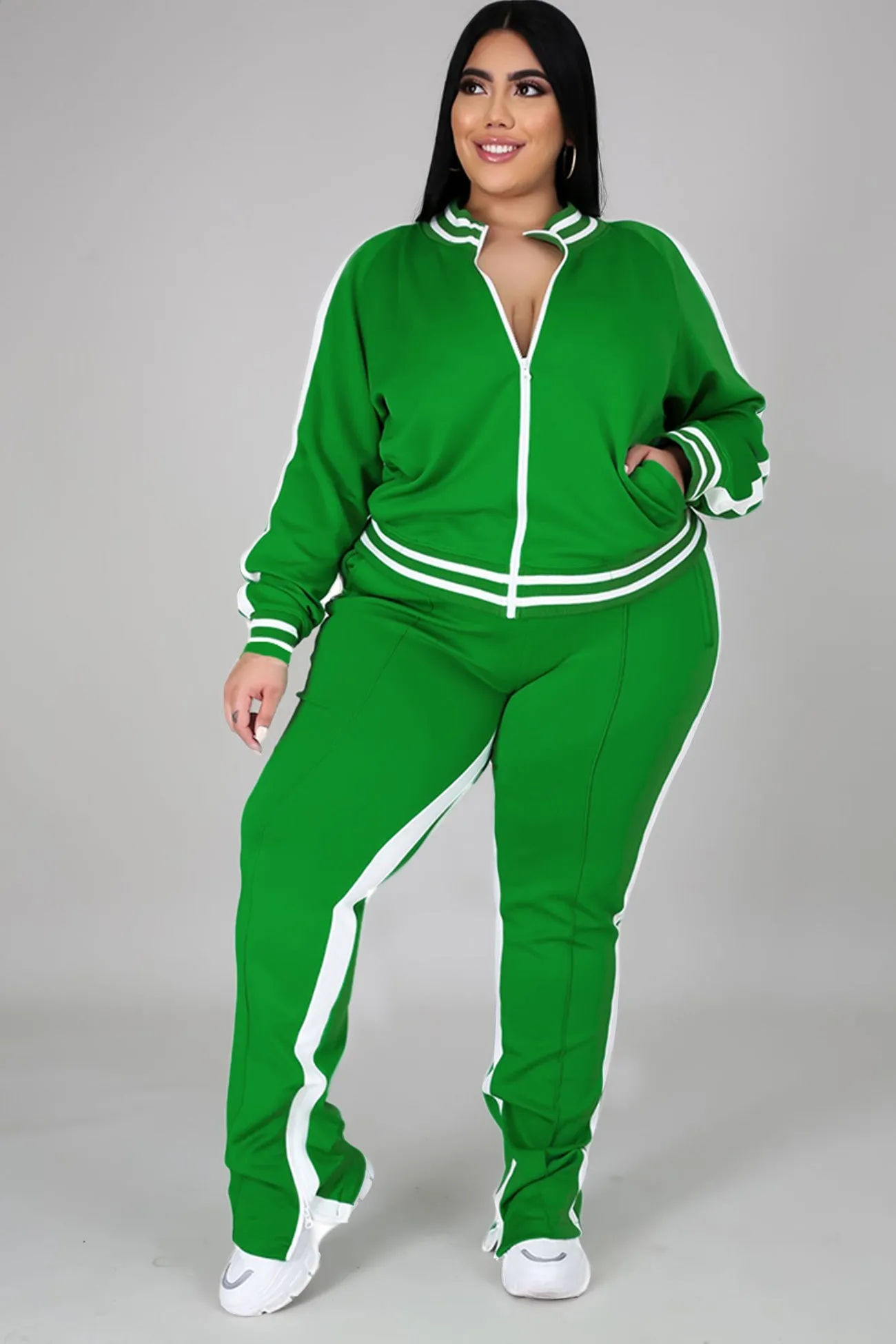 Contrast Striped Hem Tracksuit Suits