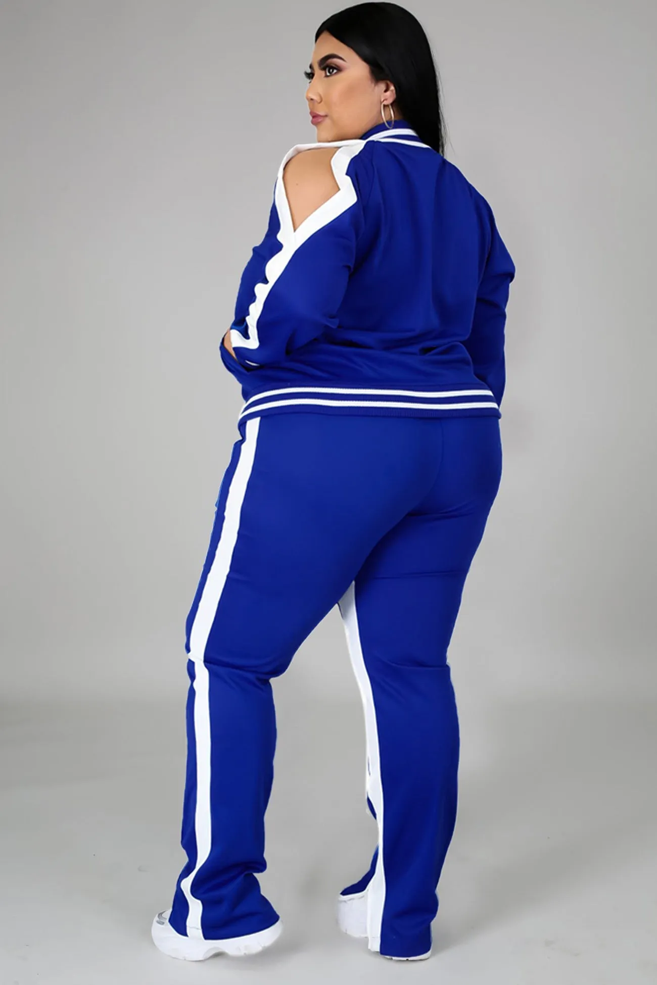 Contrast Striped Hem Tracksuit Suits