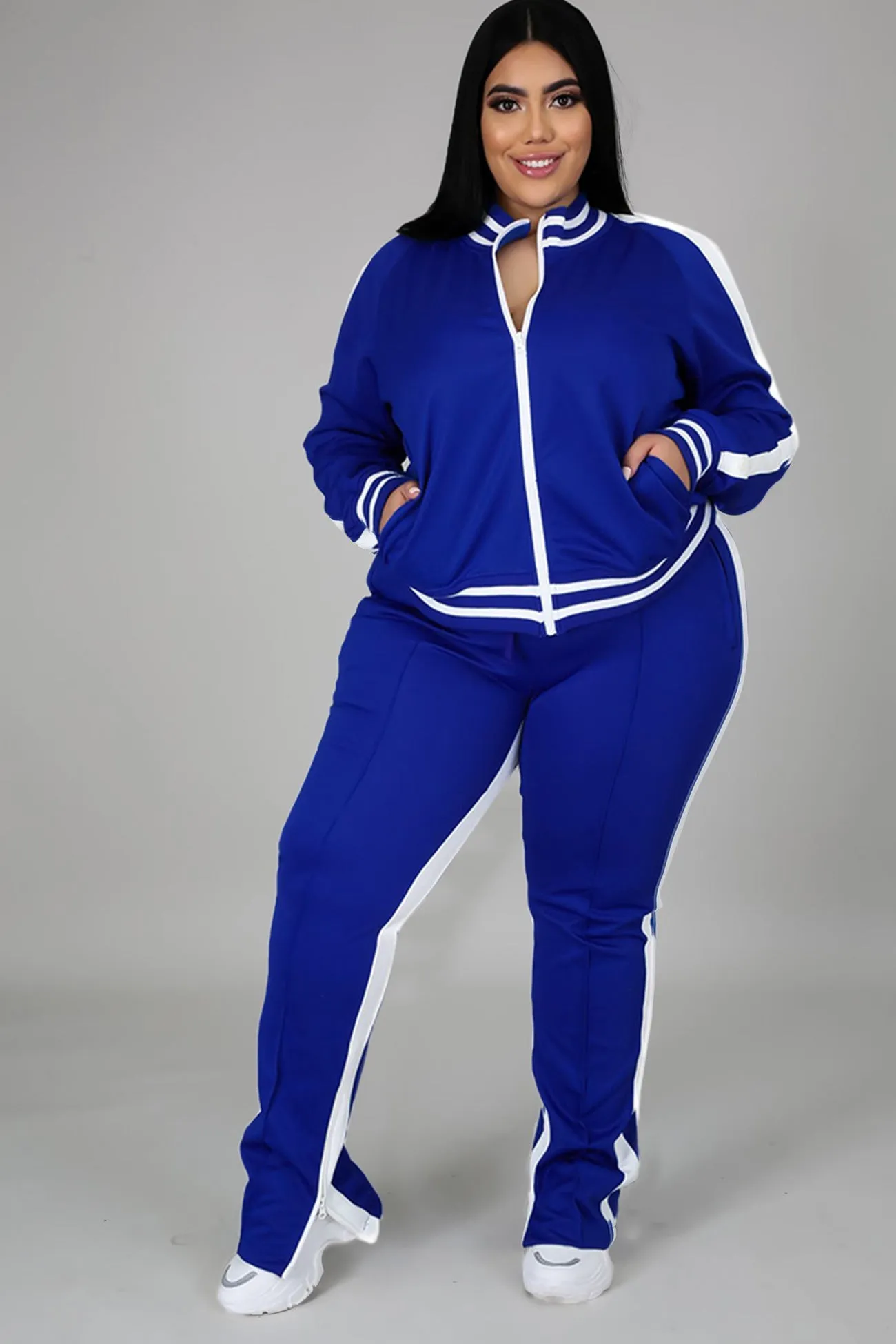 Contrast Striped Hem Tracksuit Suits
