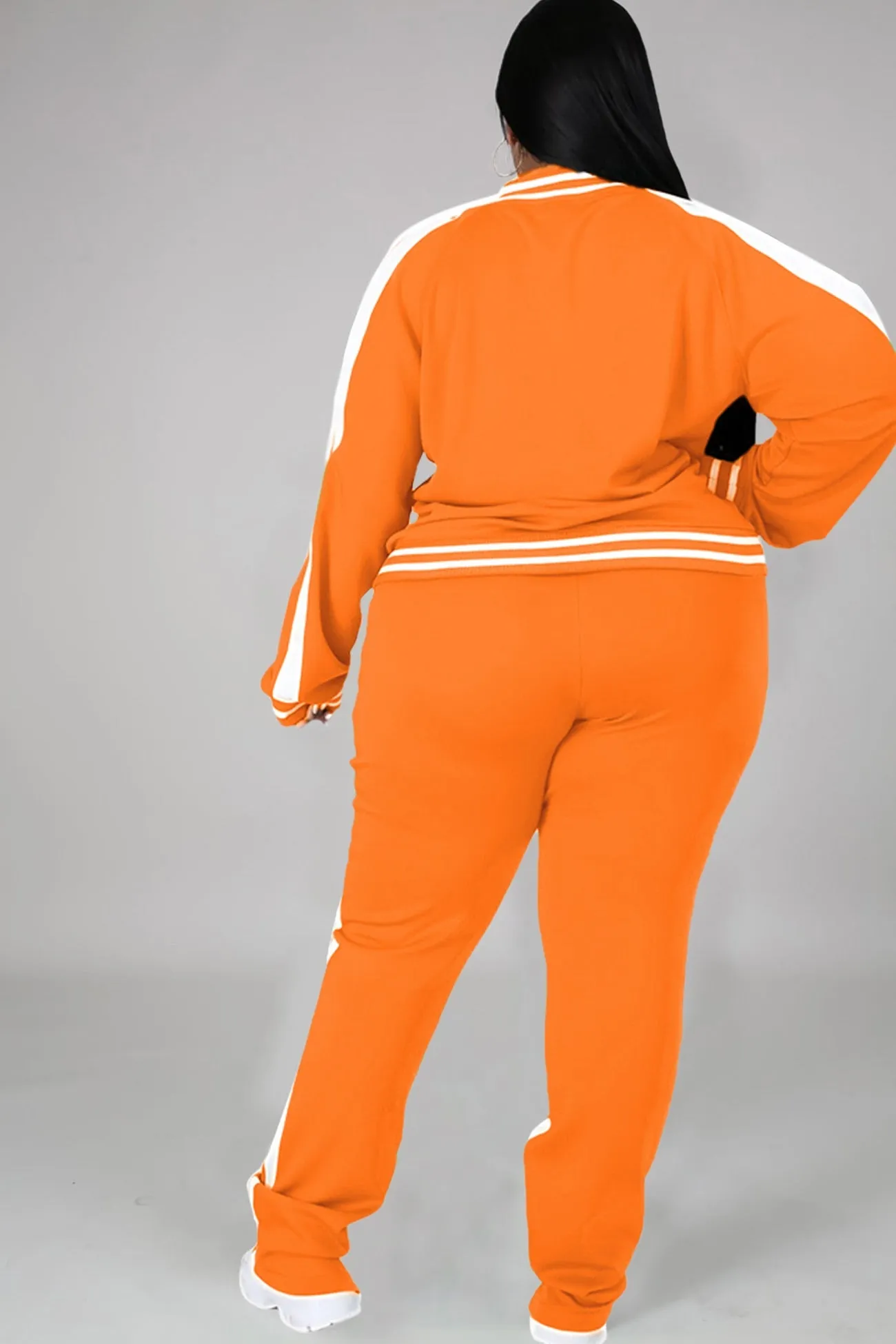 Contrast Striped Hem Tracksuit Suits
