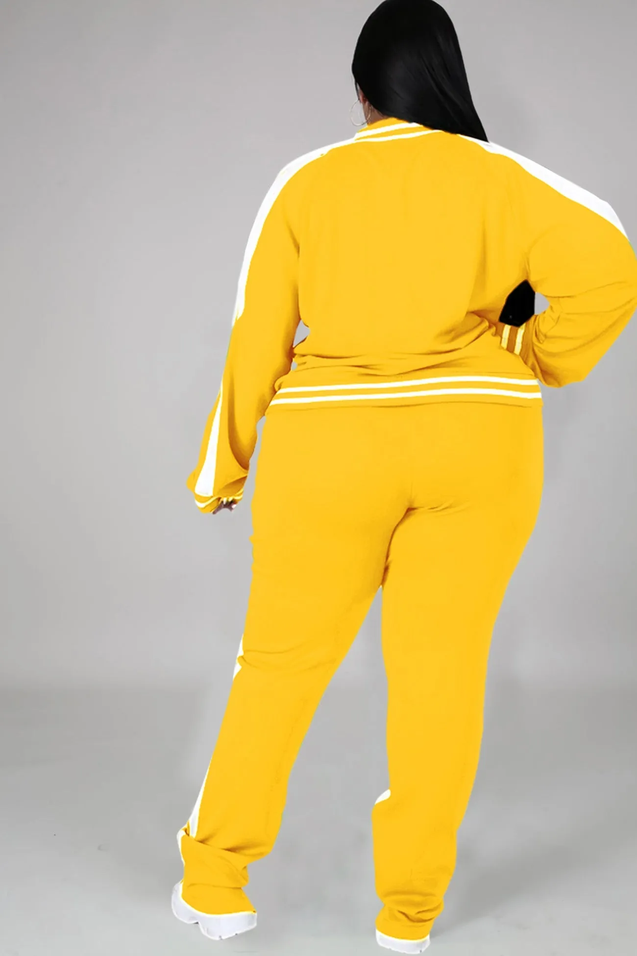 Contrast Striped Hem Tracksuit Suits