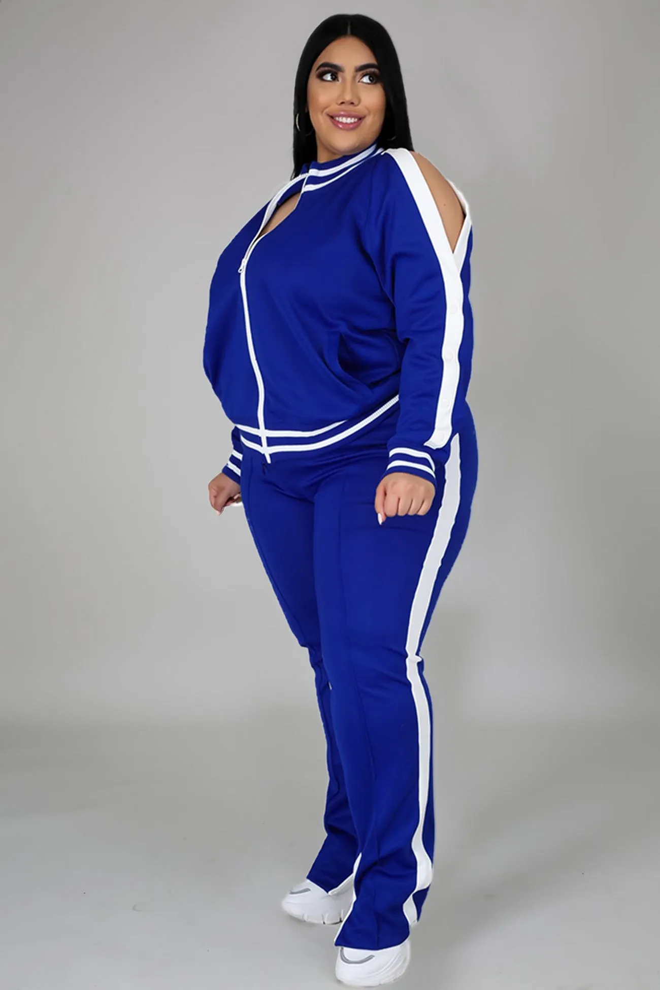 Contrast Striped Hem Tracksuit Suits