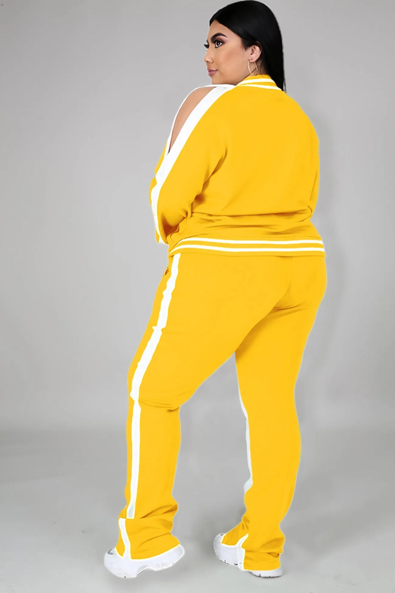 Contrast Striped Hem Tracksuit Suits