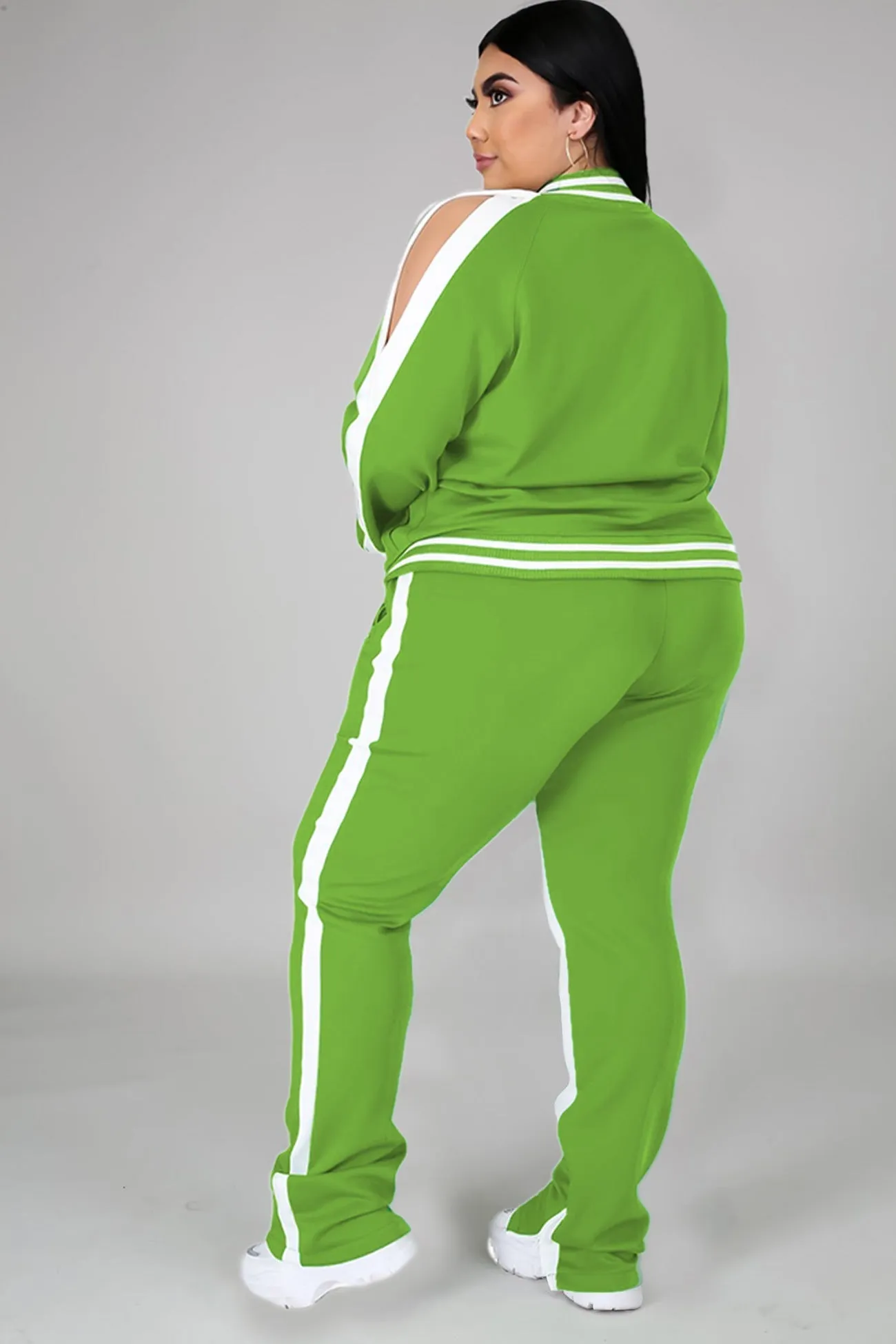 Contrast Striped Hem Tracksuit Suits