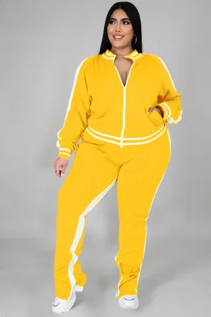 Contrast Striped Hem Tracksuit Suits