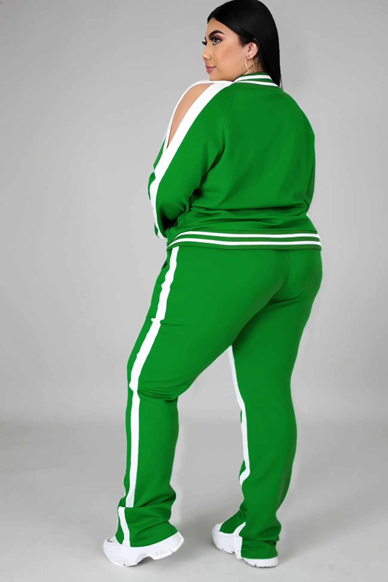 Contrast Striped Hem Tracksuit Suits