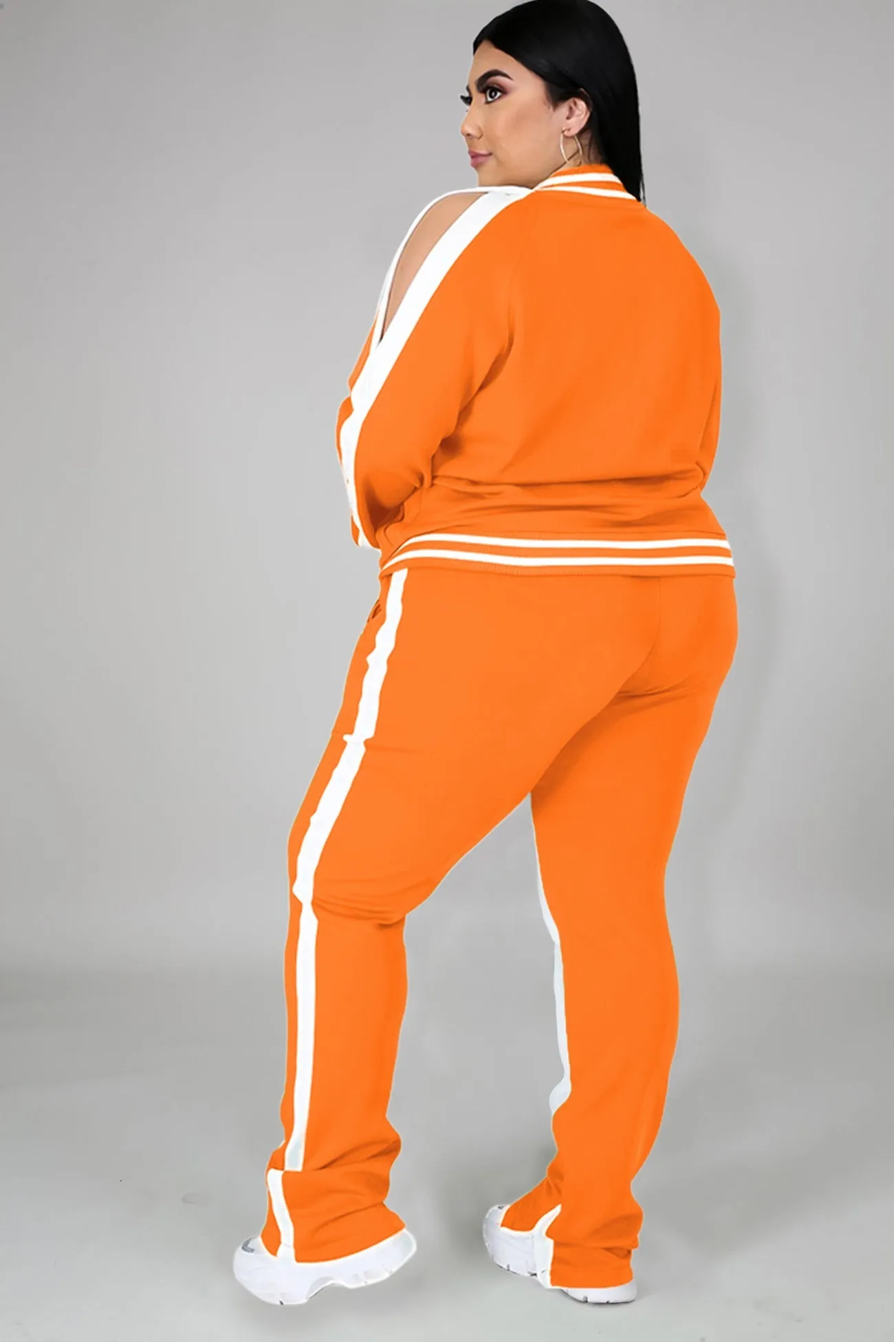Contrast Striped Hem Tracksuit Suits