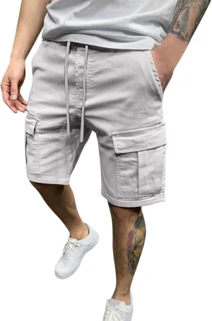 CRNTCEM Mens Casual Cargo Shorts Relaxed Fit Training Tactical Running Shorts Elastic Waisted Outdoor Hiking Cycling Short