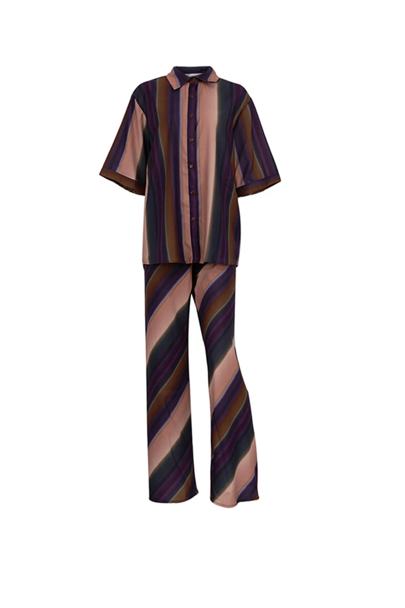 Half Sleeve Contrast Striped Shirt Suits