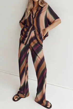 Half Sleeve Contrast Striped Shirt Suits