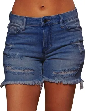 Jean Shorts for Women Casual Summer Frayed Denim Shorts High Waisted Distressed Ripped Jean Shorts Trendy Cut Off Shorts