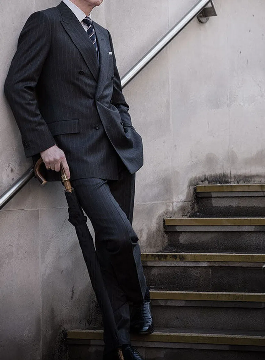 Kingsman Double Breasted Dark Blue Stripe Suit