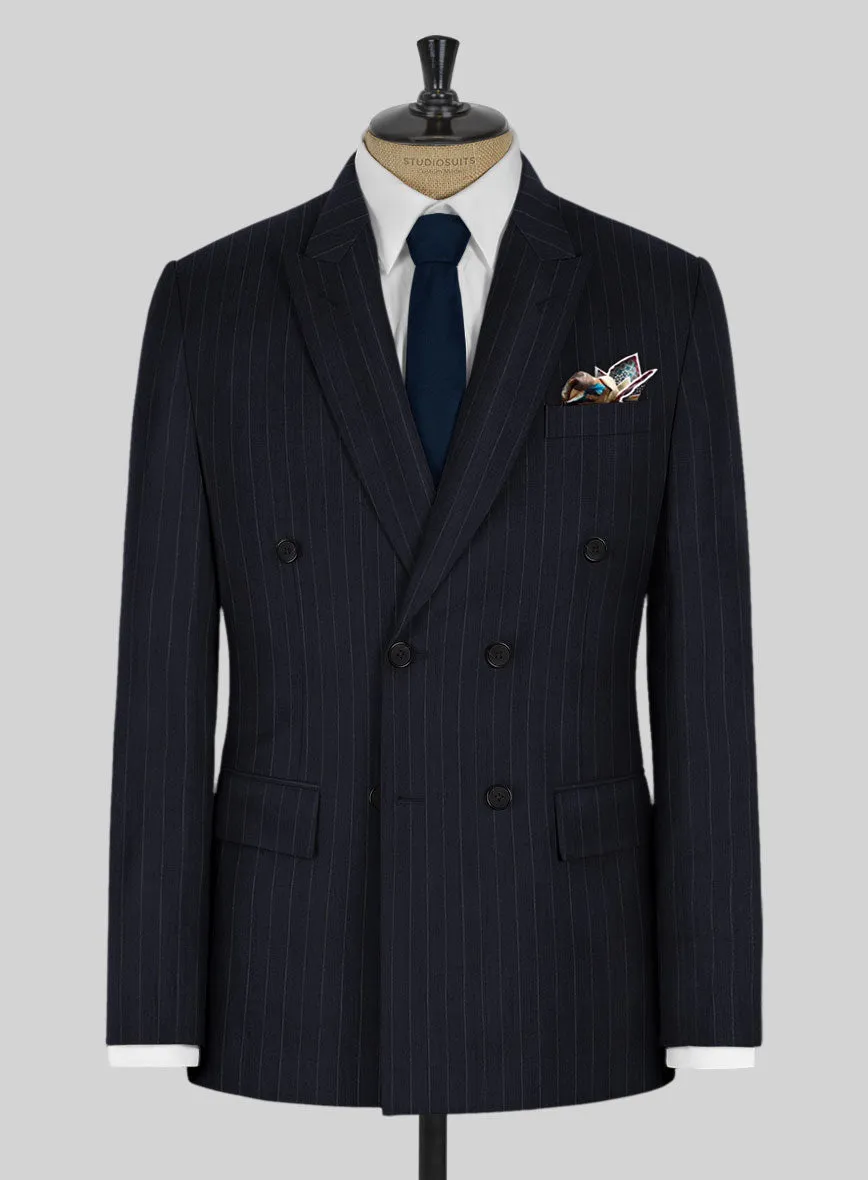 Kingsman Double Breasted Dark Blue Stripe Suit