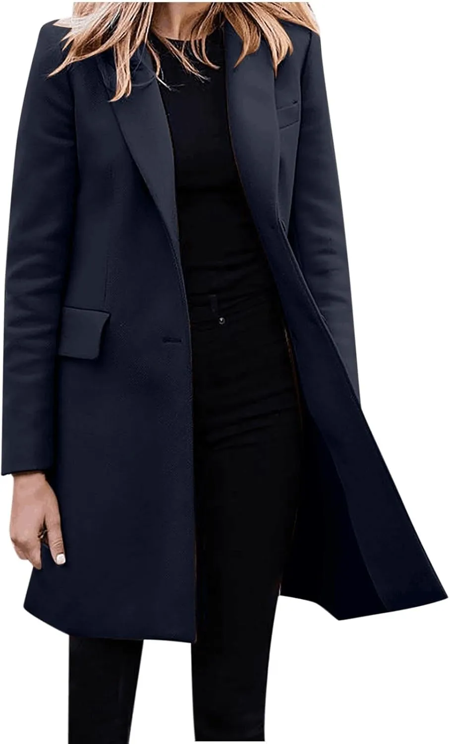 LCMTWX Women'S Coats Jacket Casual Fashion Long Sleeved Mid Long Coat Single Breasted Suit Jacket Womens Clothes Trendy