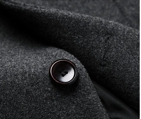 Men's Autumn/Winter Woolen Slim Trench Coat With Turn-Down Collar