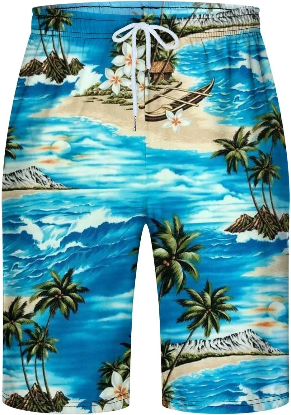 Mens Casual Beach Shorts Hawaiian Shorts Vacation Lounge Short Pants Pajama Shorts Quick Dry Workout Shorts