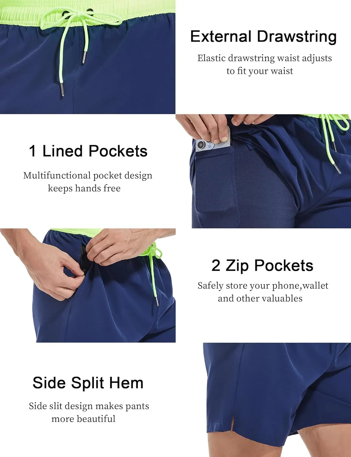 Men's Gym Shorts 5 Inch Lightweight Athletic Quick Dry Workout 2 in 1 Shorts Mesh Running Athletic Shorts Hiking