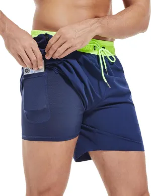 Men's Gym Shorts 5 Inch Lightweight Athletic Quick Dry Workout 2 in 1 Shorts Mesh Running Athletic Shorts Hiking