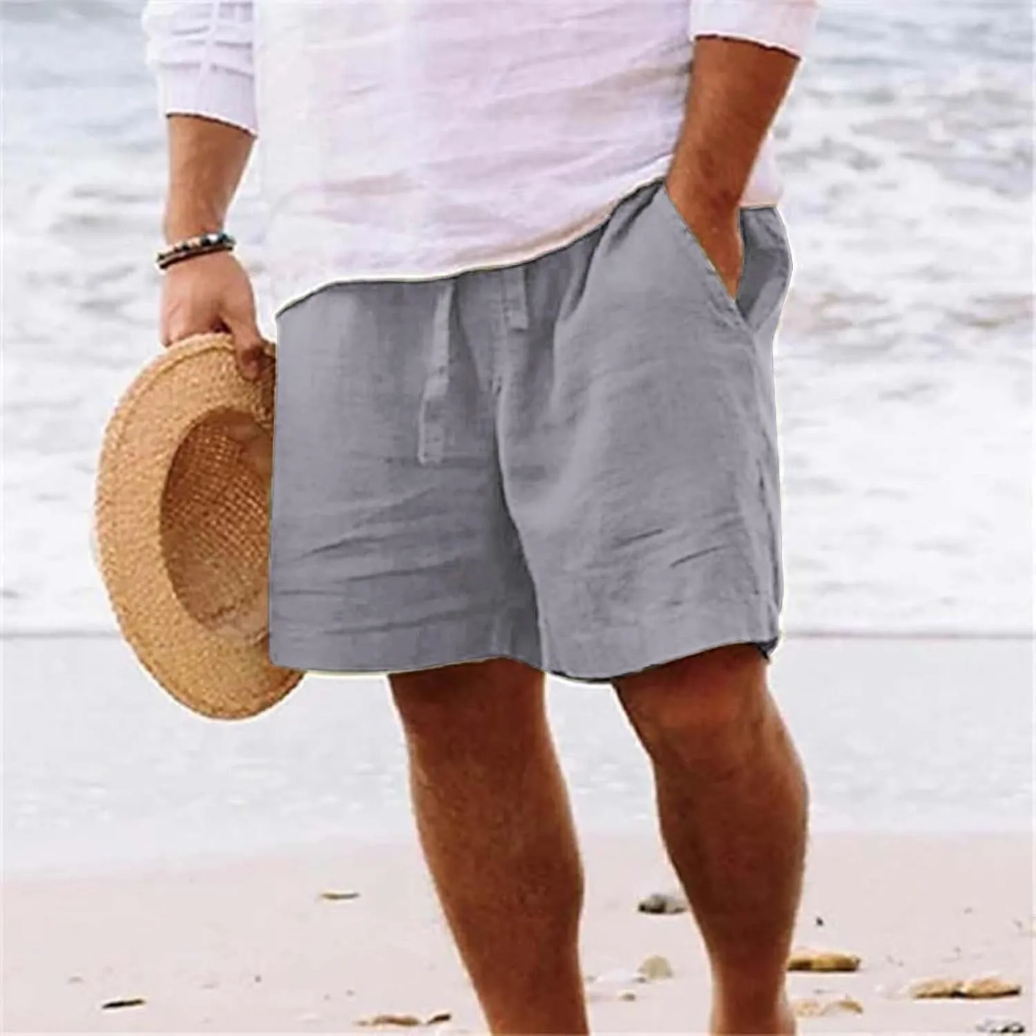Mens Shorts Casual Men's Sports Shorts Beach Shorts Casual Cotton Linen Shorts Men Short Men Casual Fishing Shorts