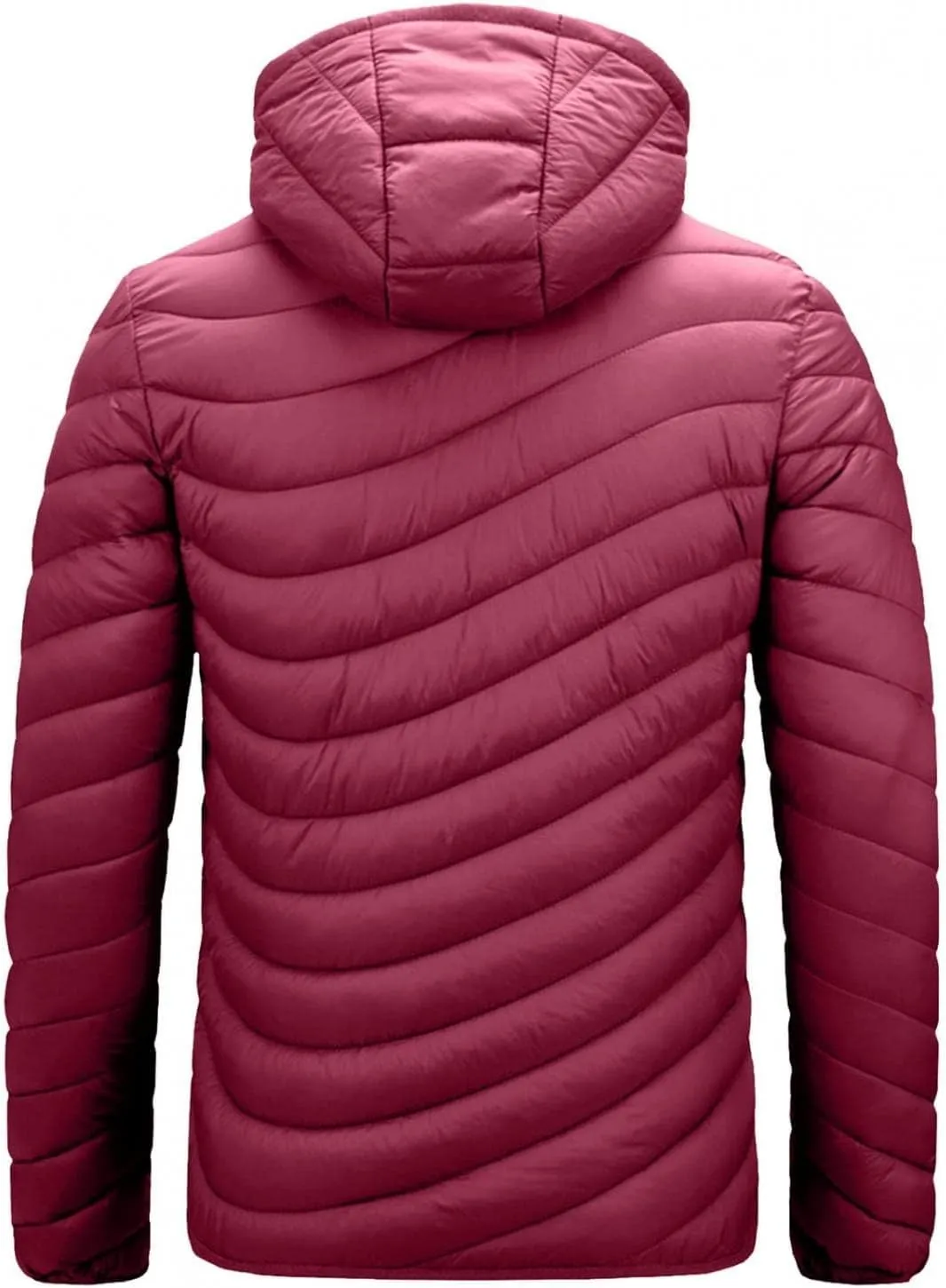 Mens Winter Coats Lightweight Puffer Jacket Hooded Quilted Puffer Coat Full Zip Up Padded Outwear with Removable Hood