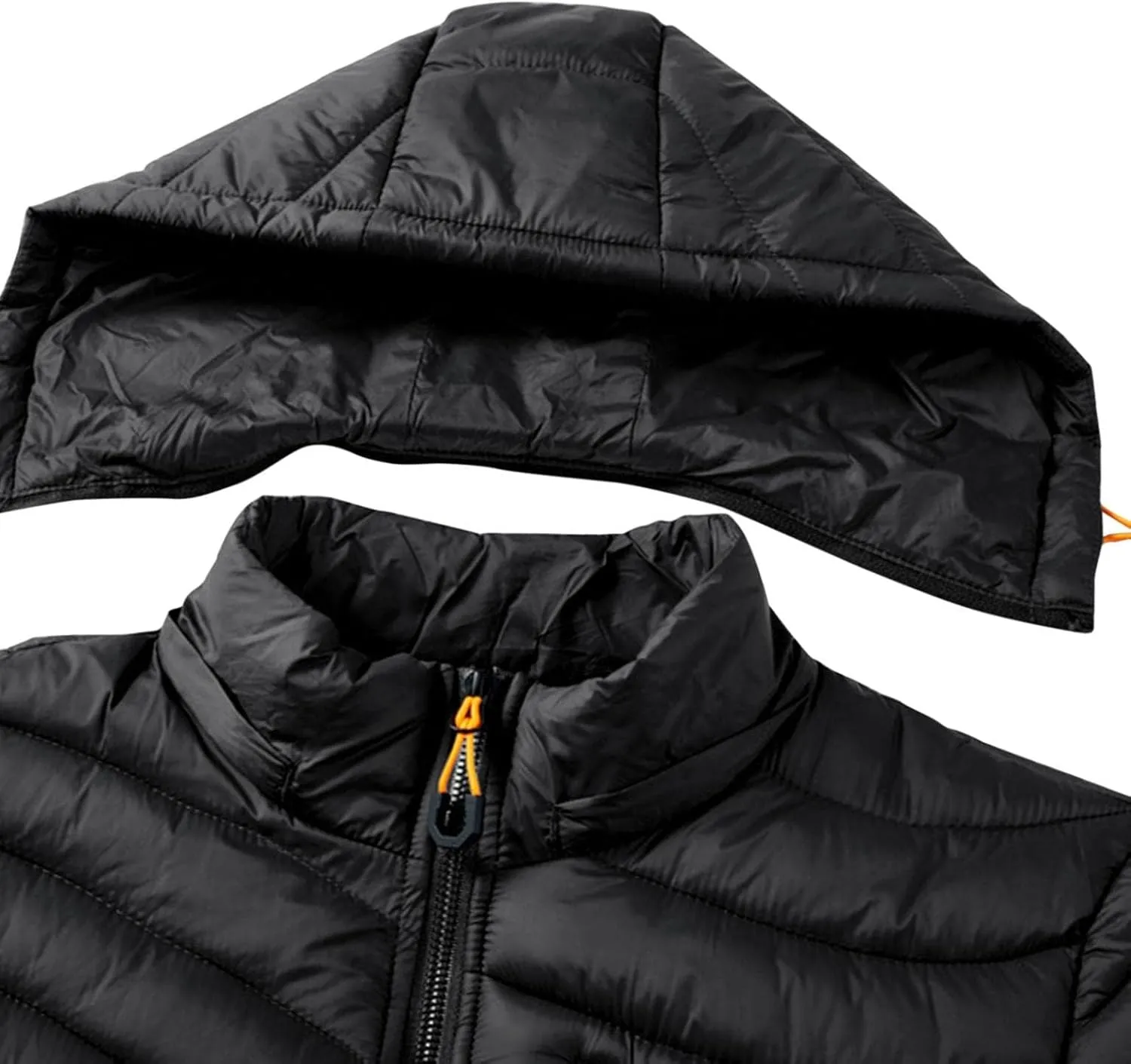 Mens Winter Coats Lightweight Puffer Jacket Hooded Quilted Puffer Coat Full Zip Up Padded Outwear with Removable Hood