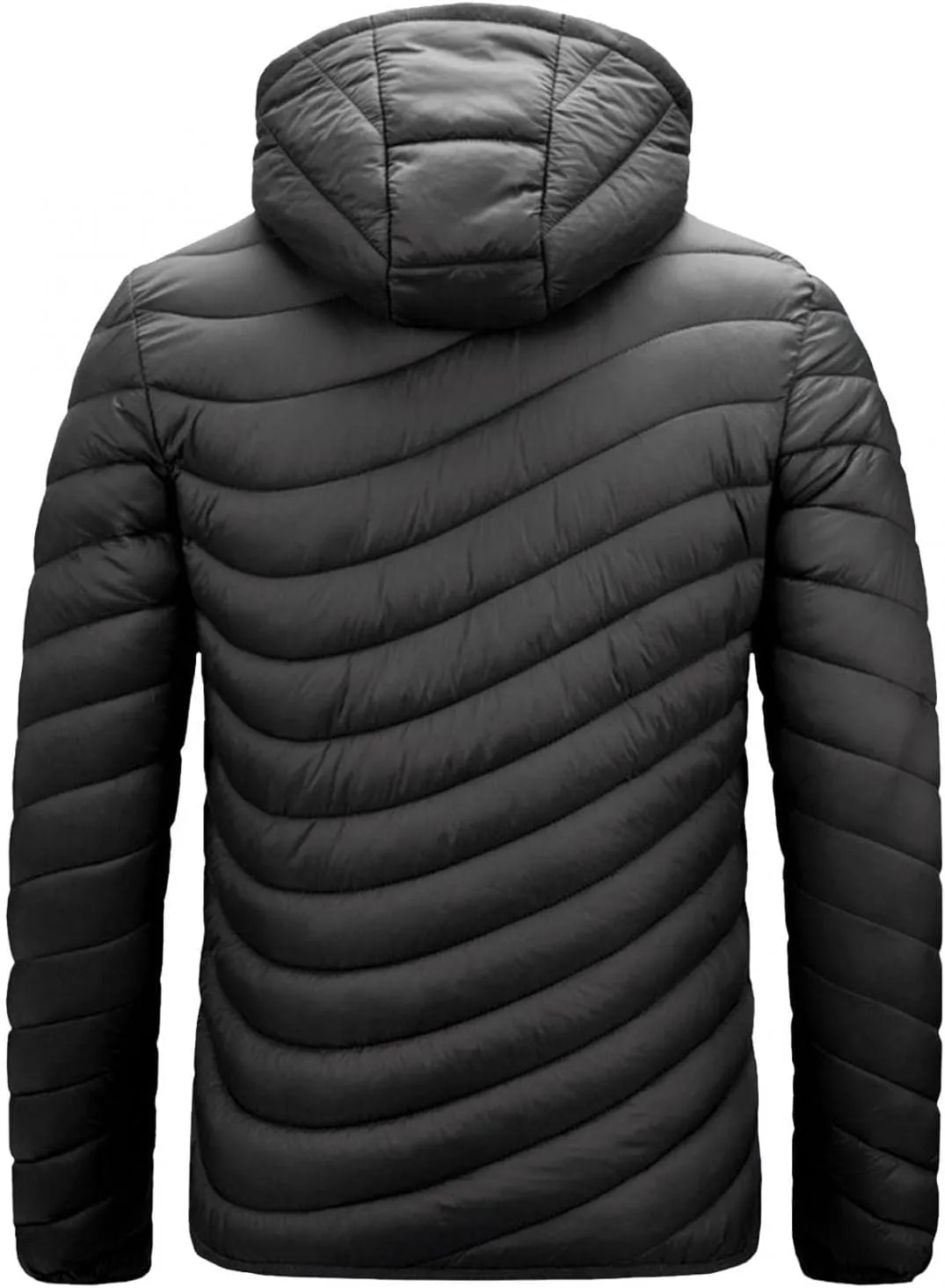 Mens Winter Coats Lightweight Puffer Jacket Hooded Quilted Puffer Coat Full Zip Up Padded Outwear with Removable Hood