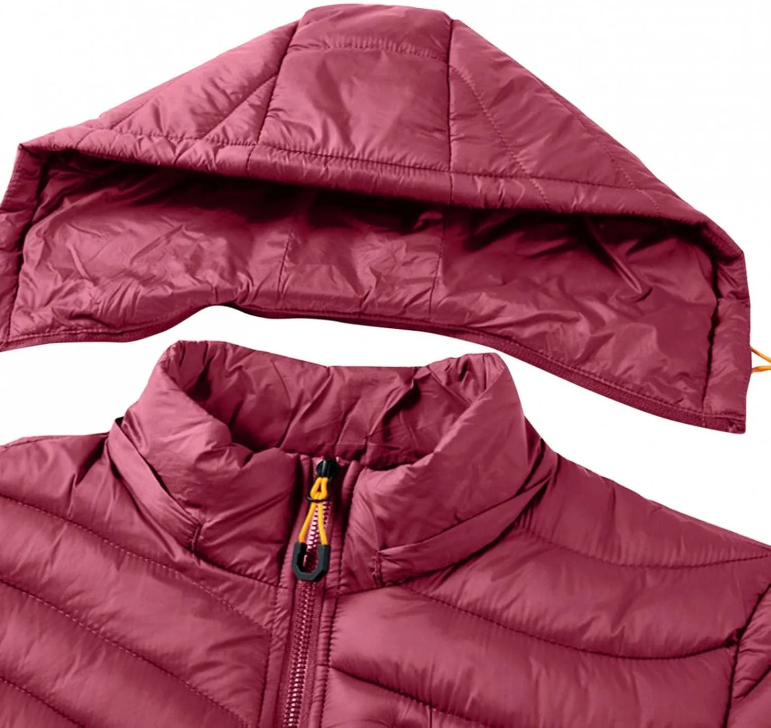 Mens Winter Coats Lightweight Puffer Jacket Hooded Quilted Puffer Coat Full Zip Up Padded Outwear with Removable Hood