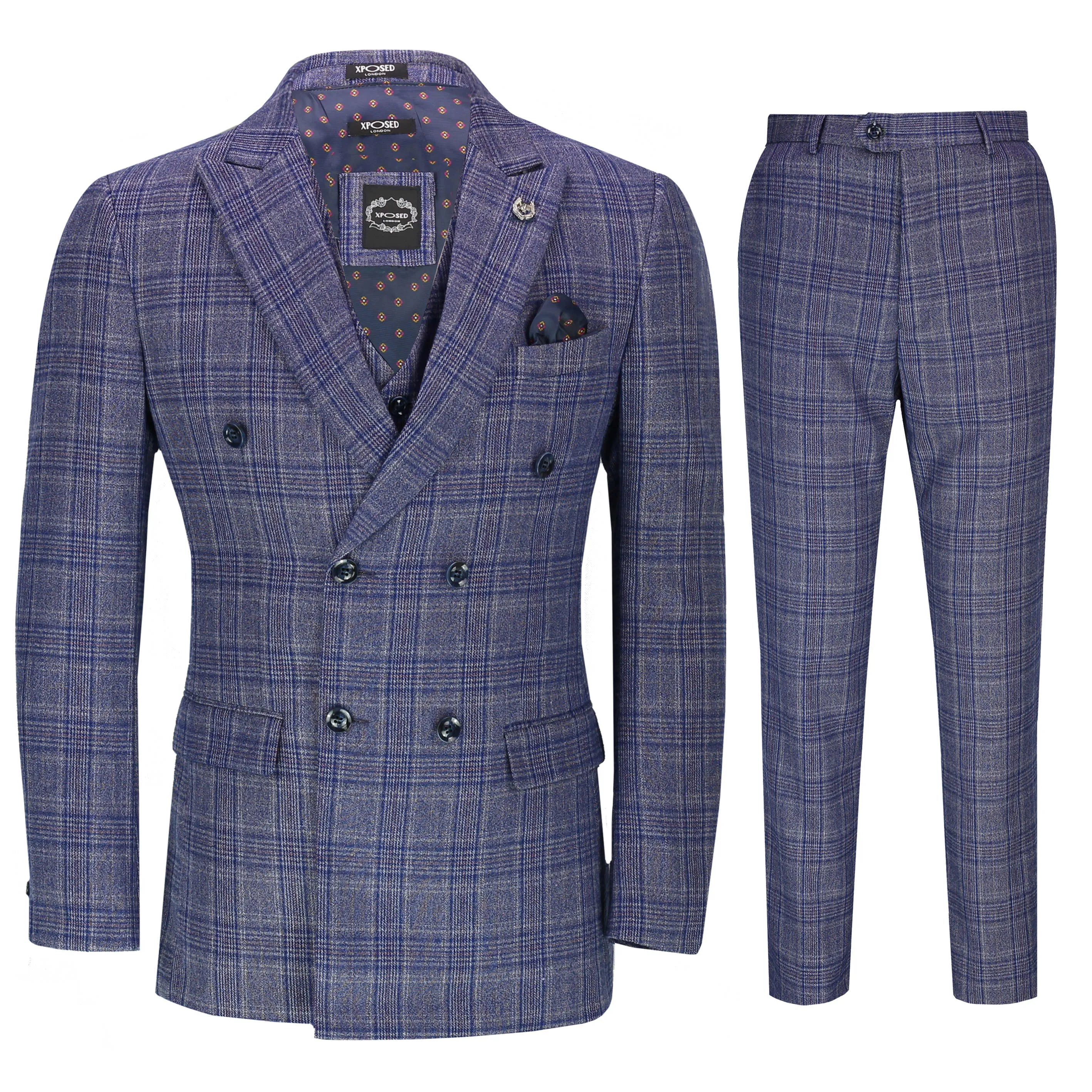 OTIS - TWEED NAVY DOUBLE BREASTED CHECK SUIT