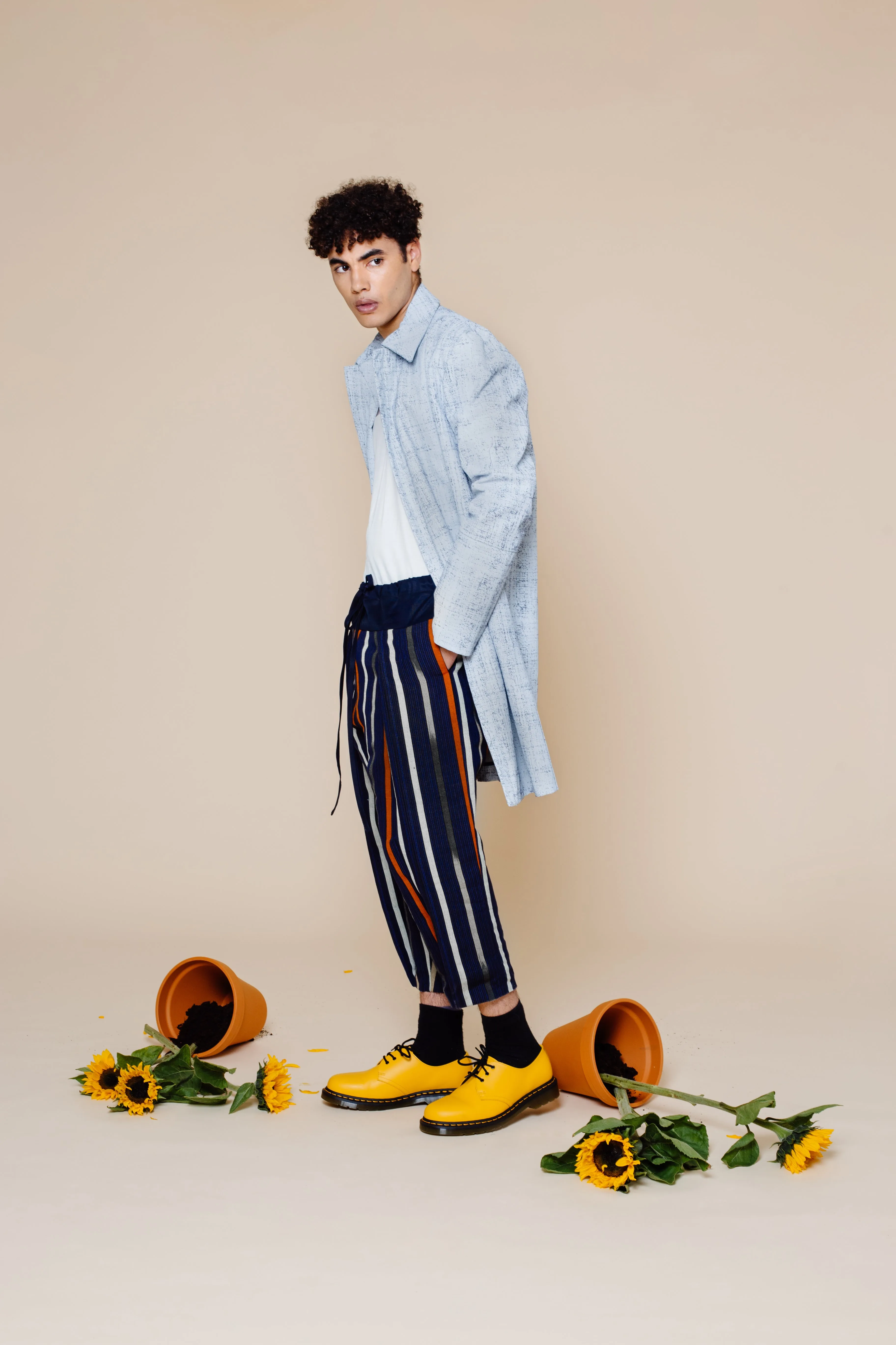 Painted Denim Trench Coat
