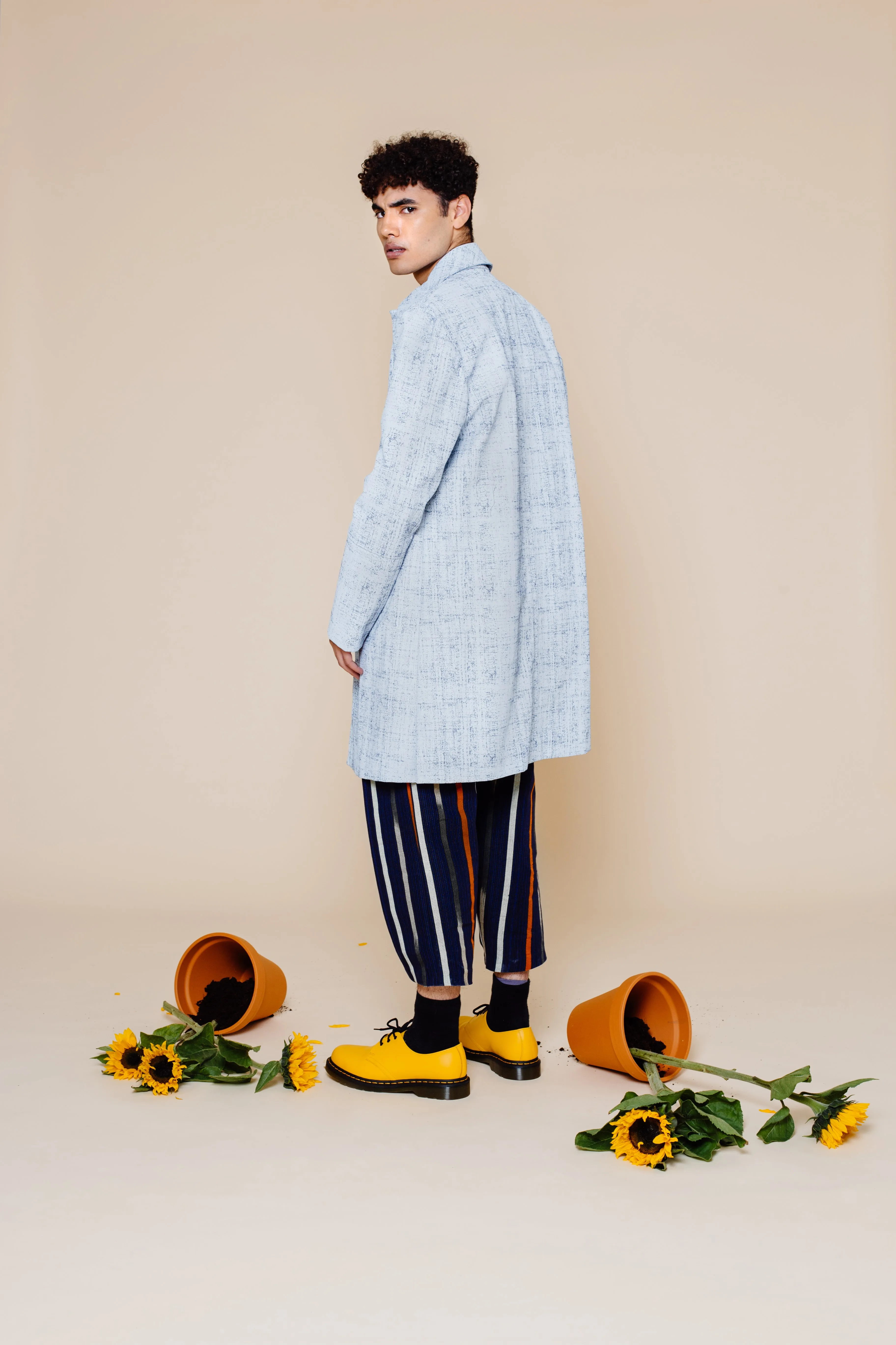 Painted Denim Trench Coat