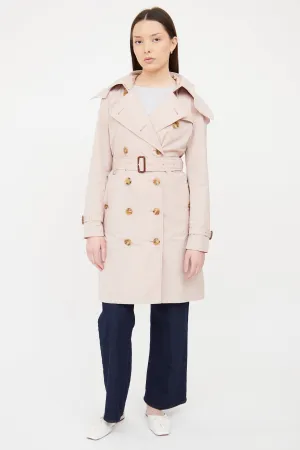 Pink Nylon Double Breasted Trench