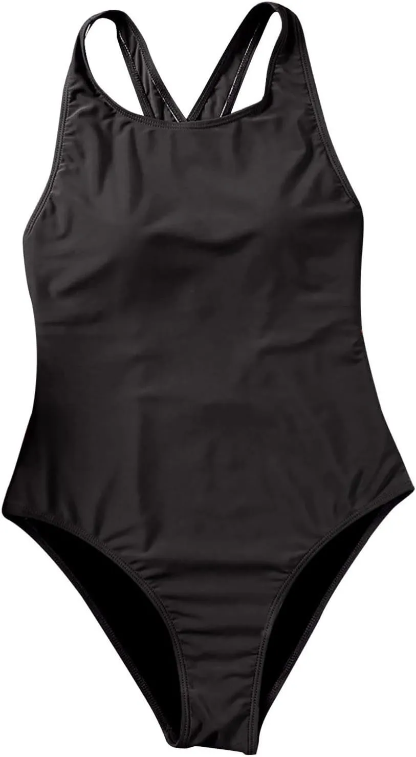 Plus Size Swimwear Solid Color Sleeveless Swimsuit Simple Slimming Back Covering The Belly and Looking Thin and