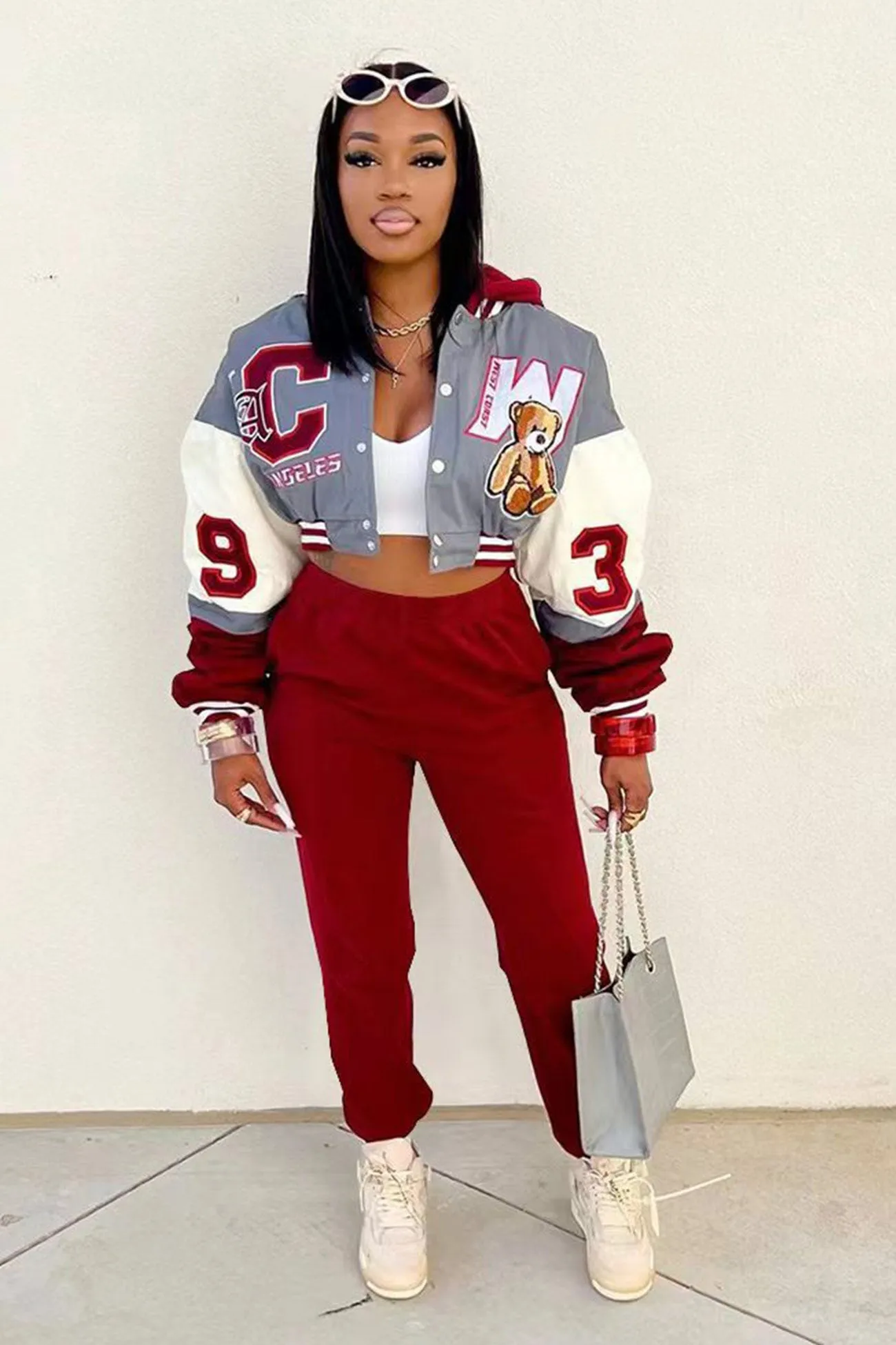 Printed Baseball Jacket Long Pants Suits