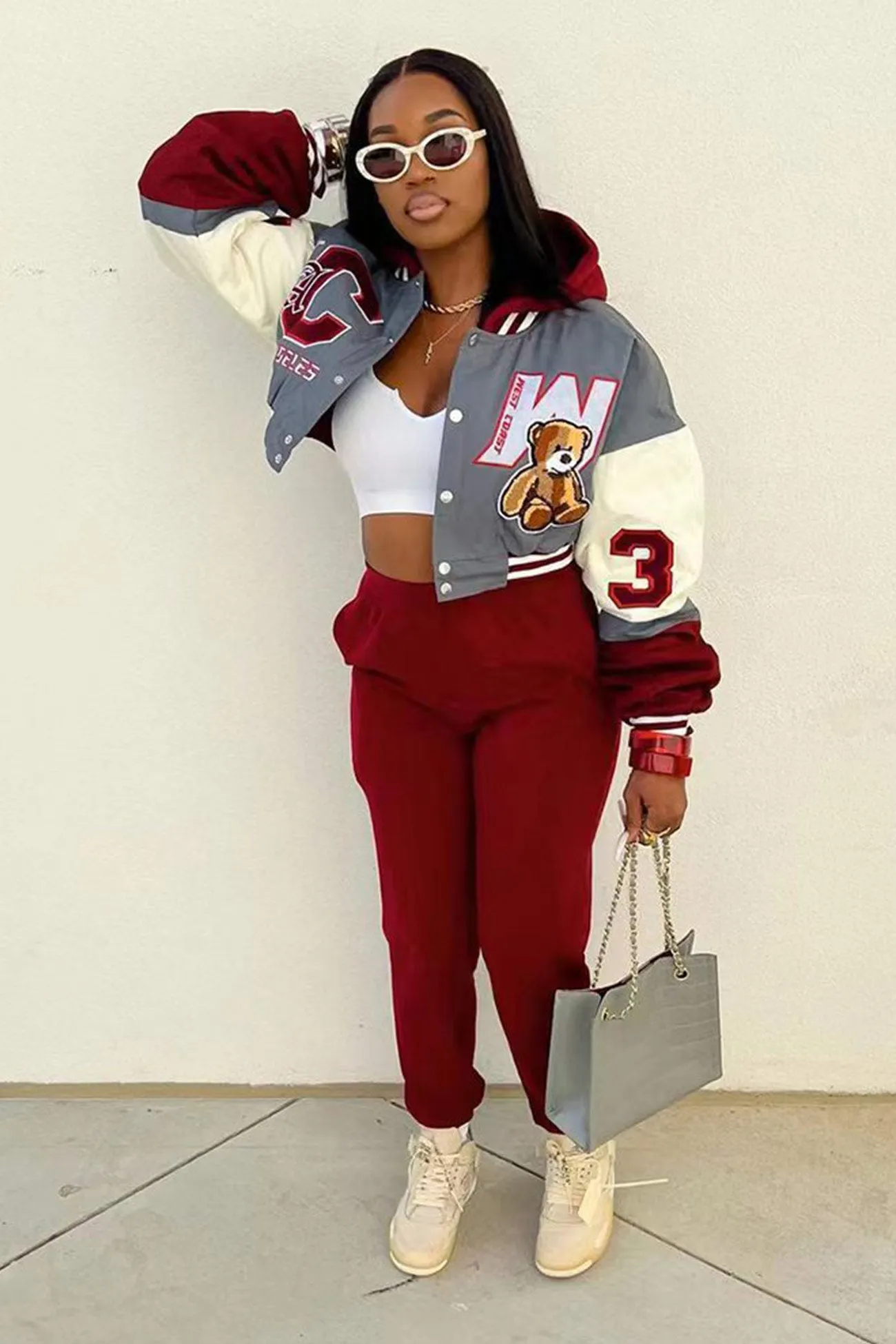 Printed Baseball Jacket Long Pants Suits
