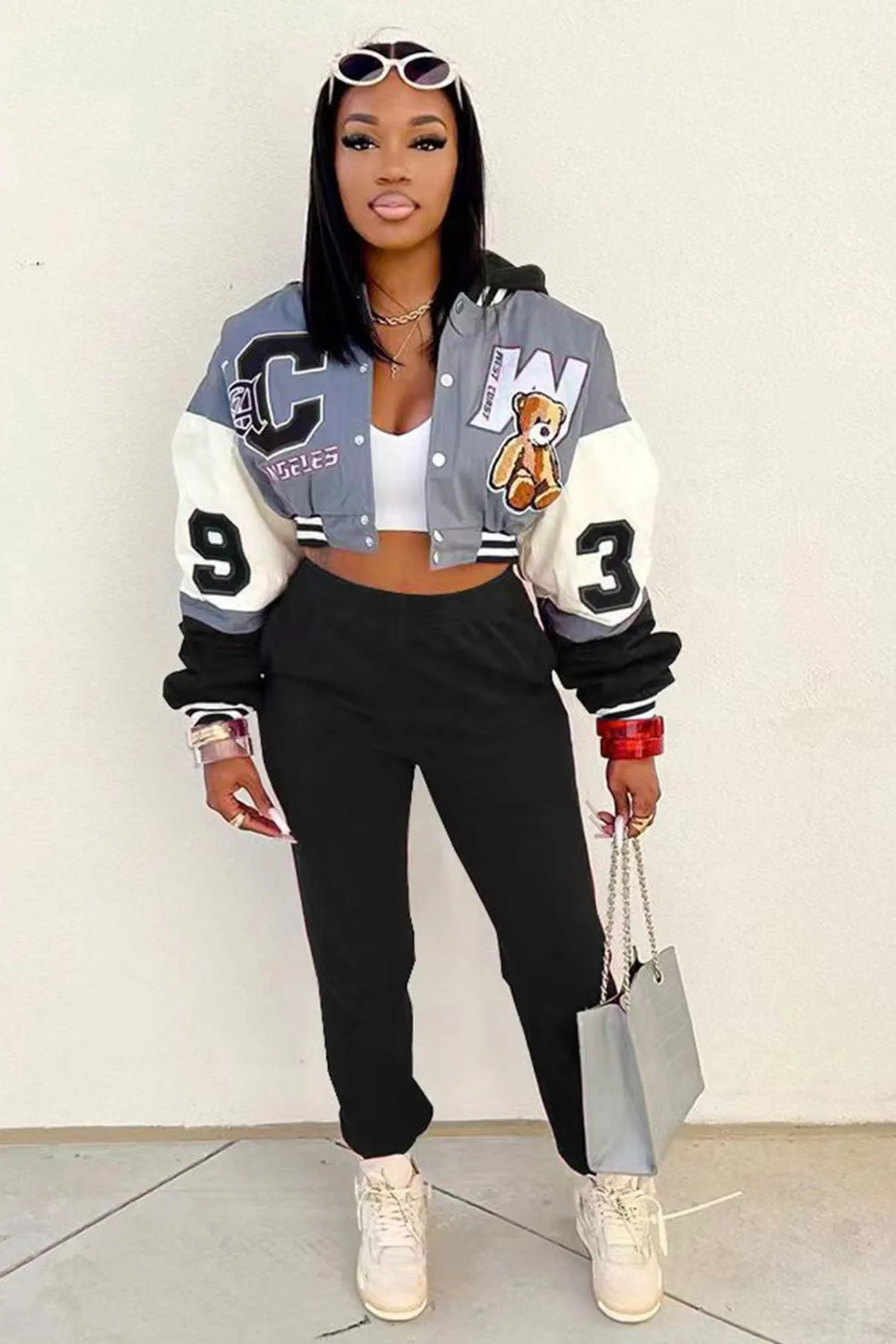 Printed Baseball Jacket Long Pants Suits