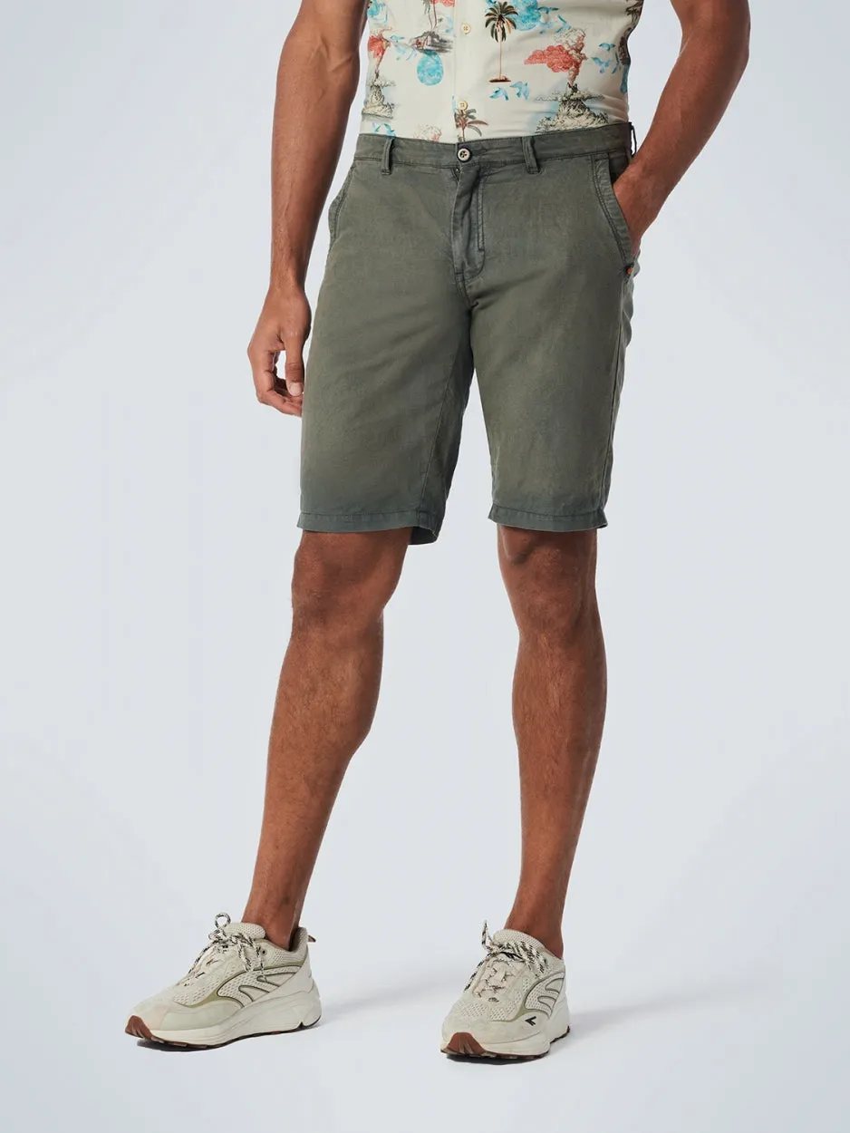 Short With Linen Garment Dyed Chino | Dark Seagreen