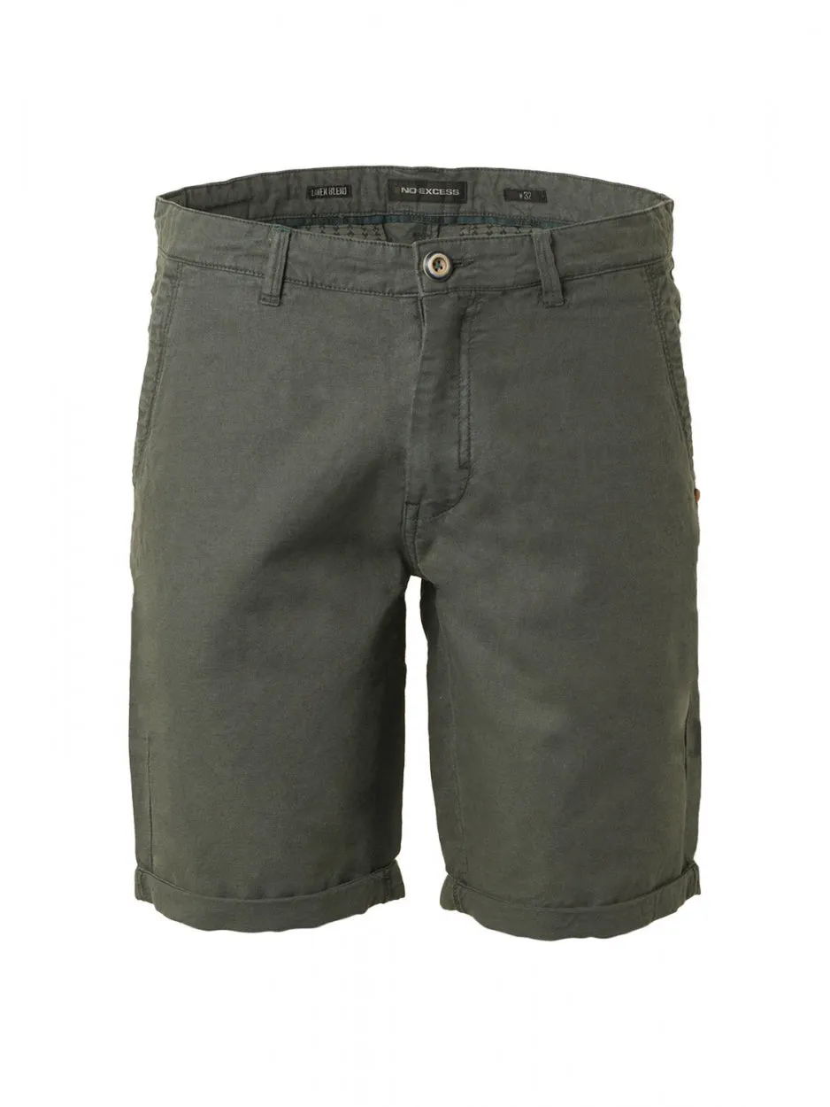 Short With Linen Garment Dyed Chino | Dark Seagreen