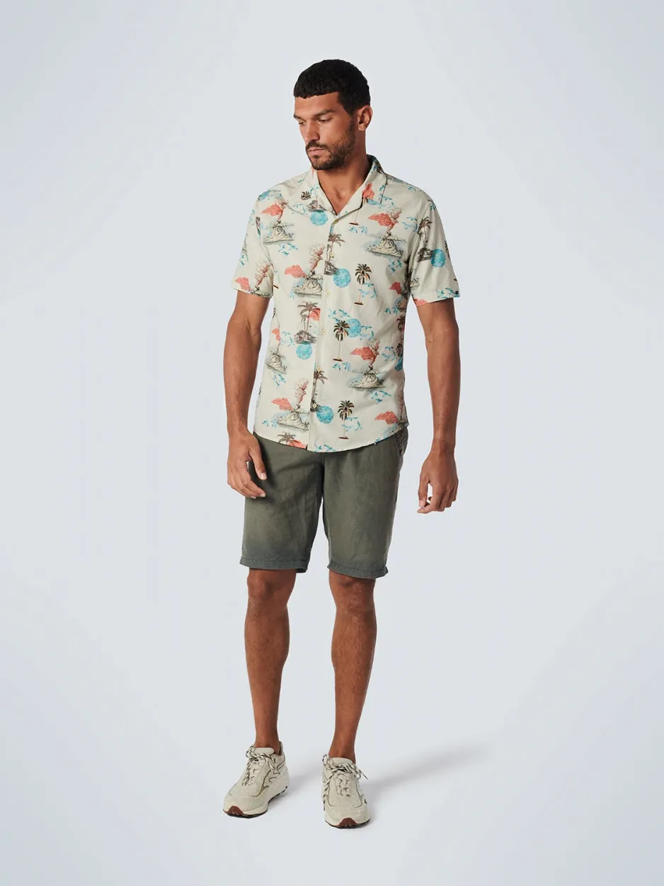 Short With Linen Garment Dyed Chino | Dark Seagreen