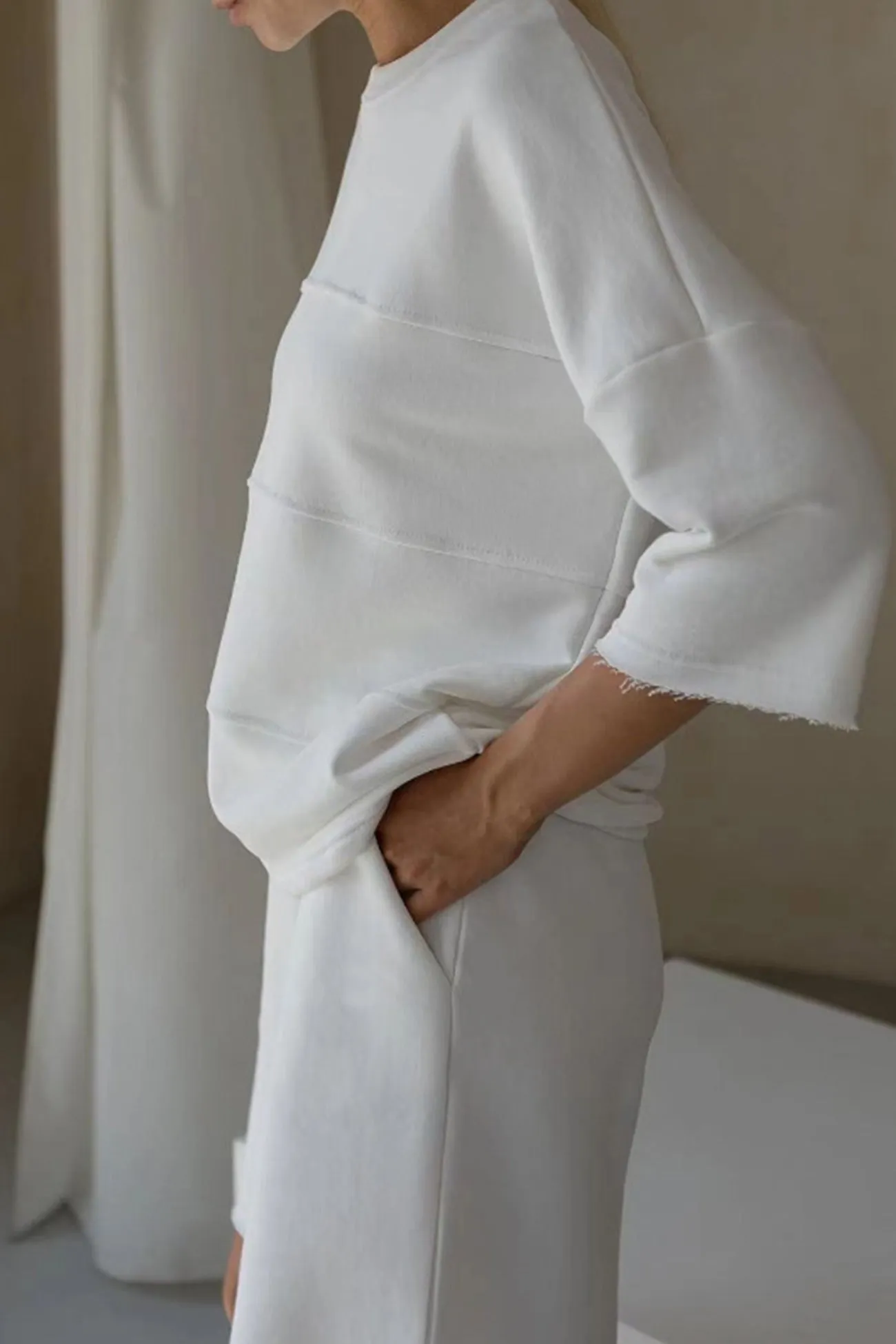 Solid Color Half Sleeve T-shirt Cotton Two-piece Shorts Set