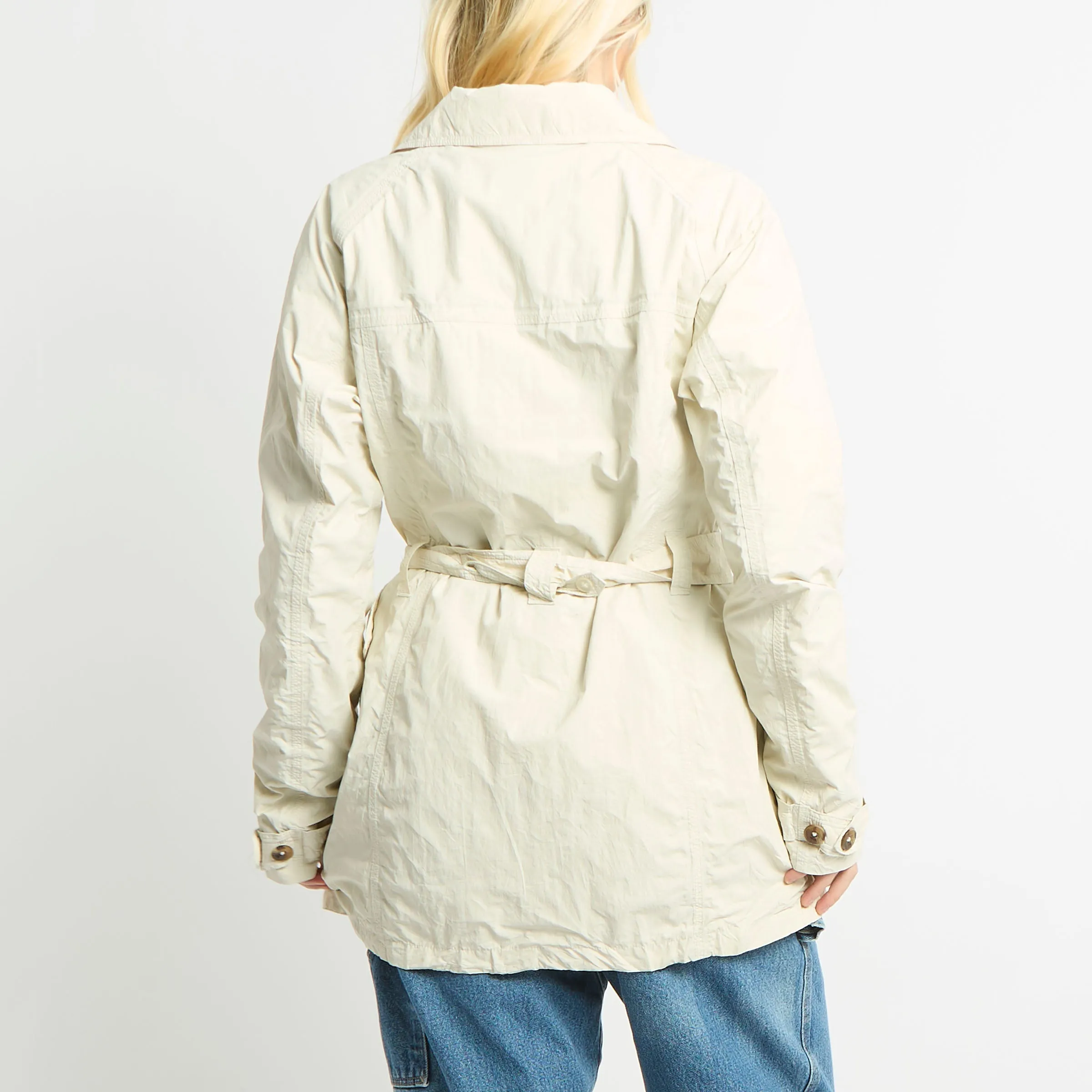 The North Face Cream Waterproof Trench Coat With Belt - L