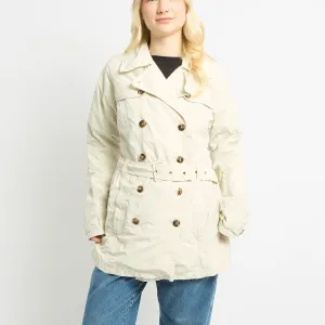 The North Face Cream Waterproof Trench Coat With Belt - L