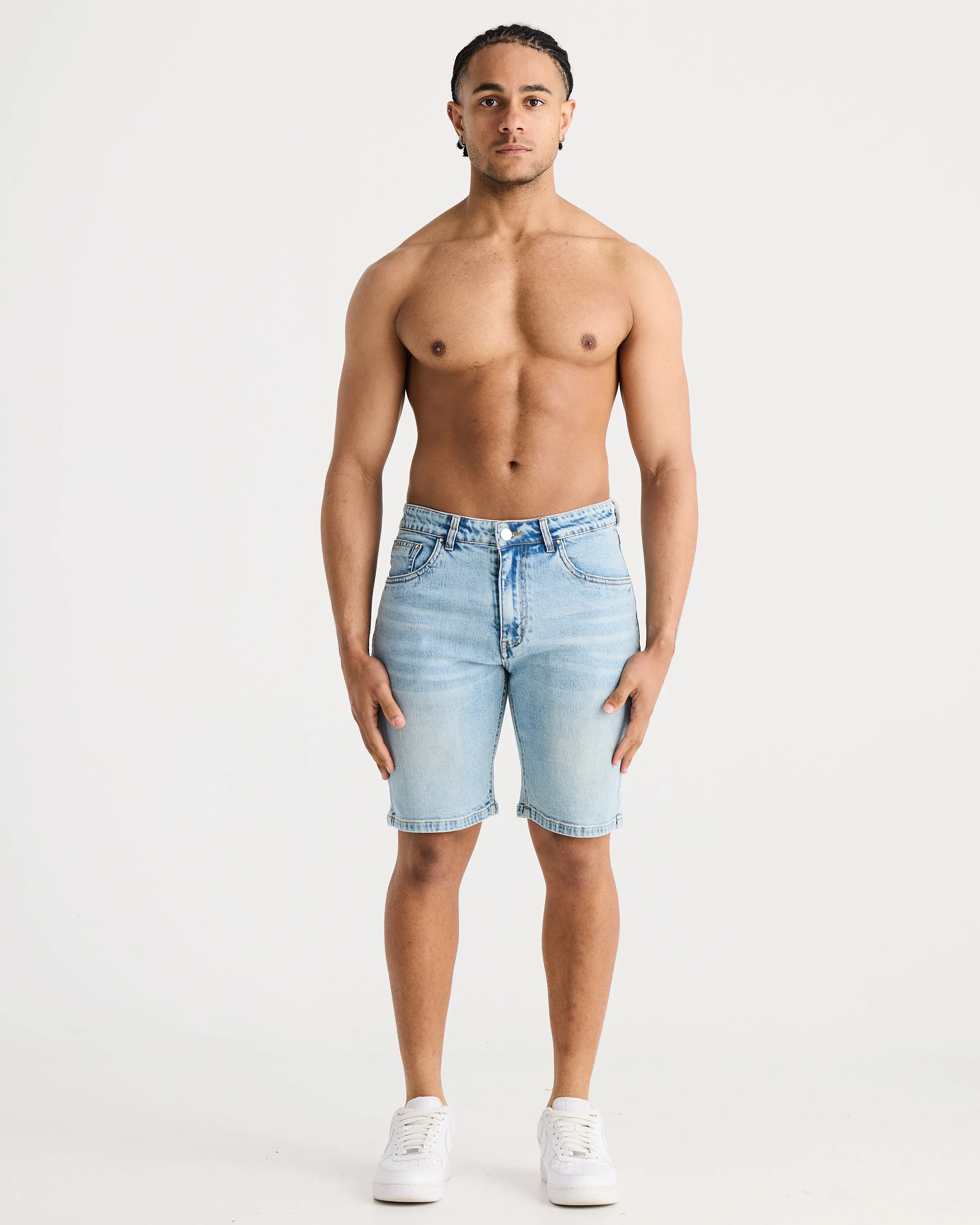 Vintage Blue Slim Fit Denim Short
