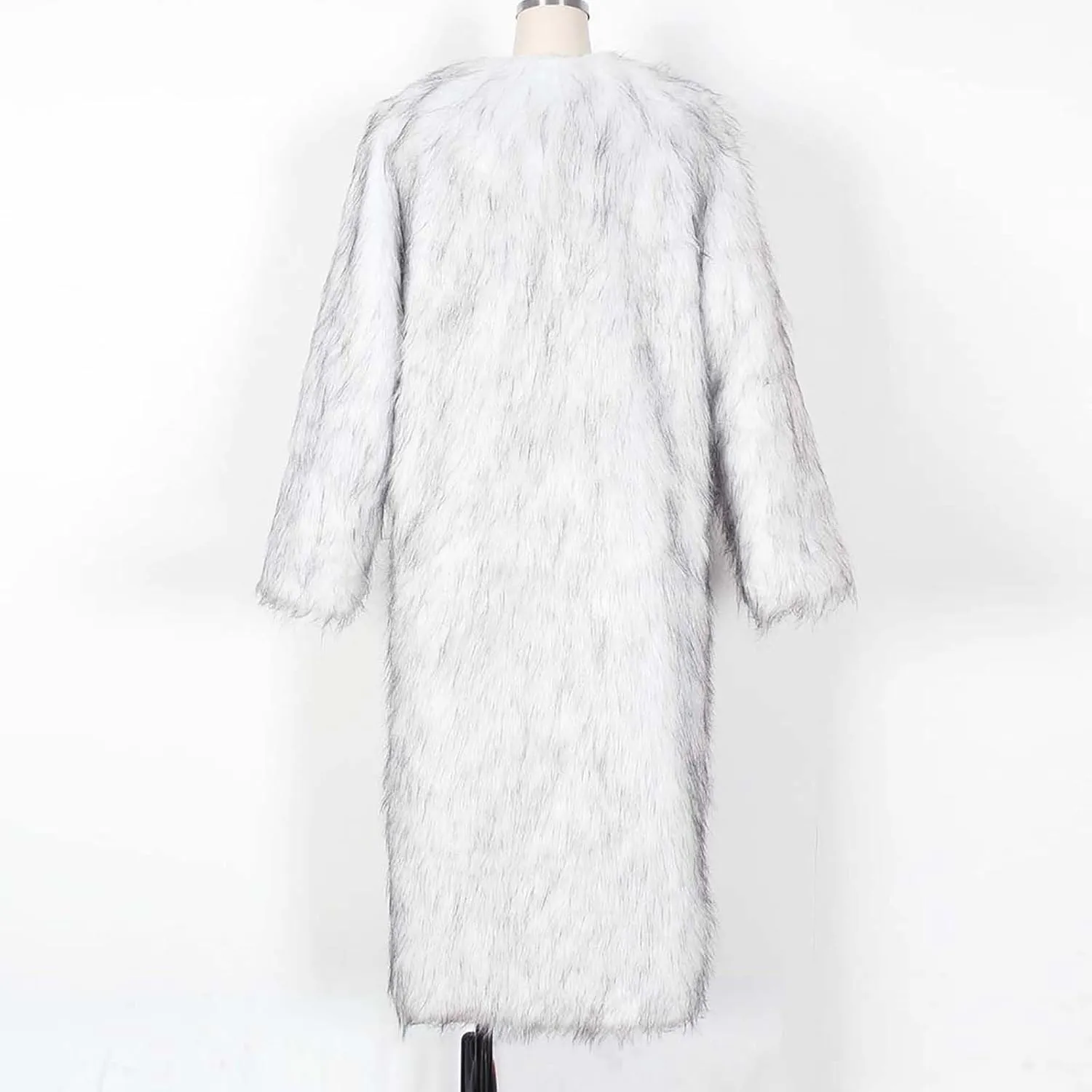 Women's Faux Fur Long Cardigan Fluffy Open Front Long Sleeve Overcoats Winter Warm Luxury Furry Maxi Jackets